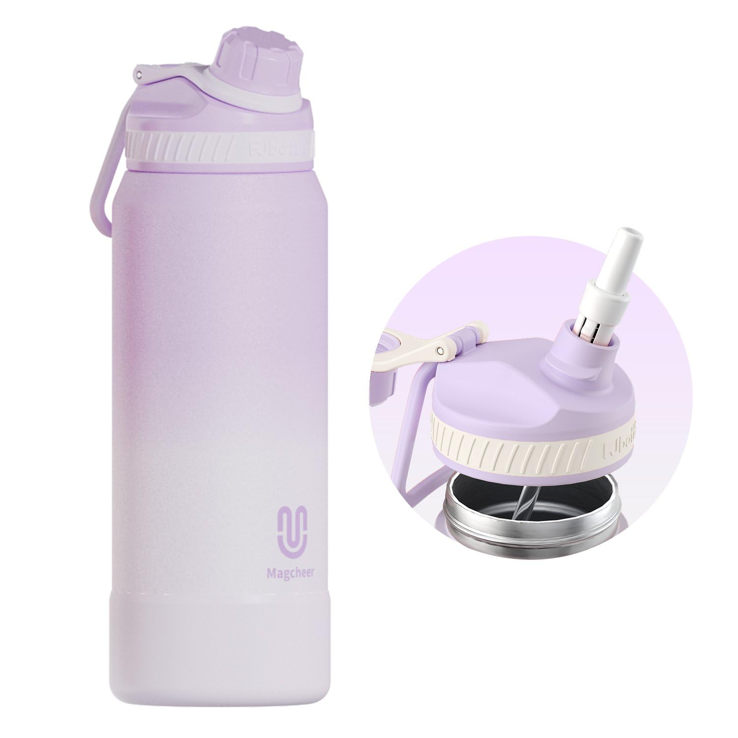 32Oz Insulated Water Bottle With Straw Double-Wall Vacuum Stainless Steel, Wide Mouth Design
