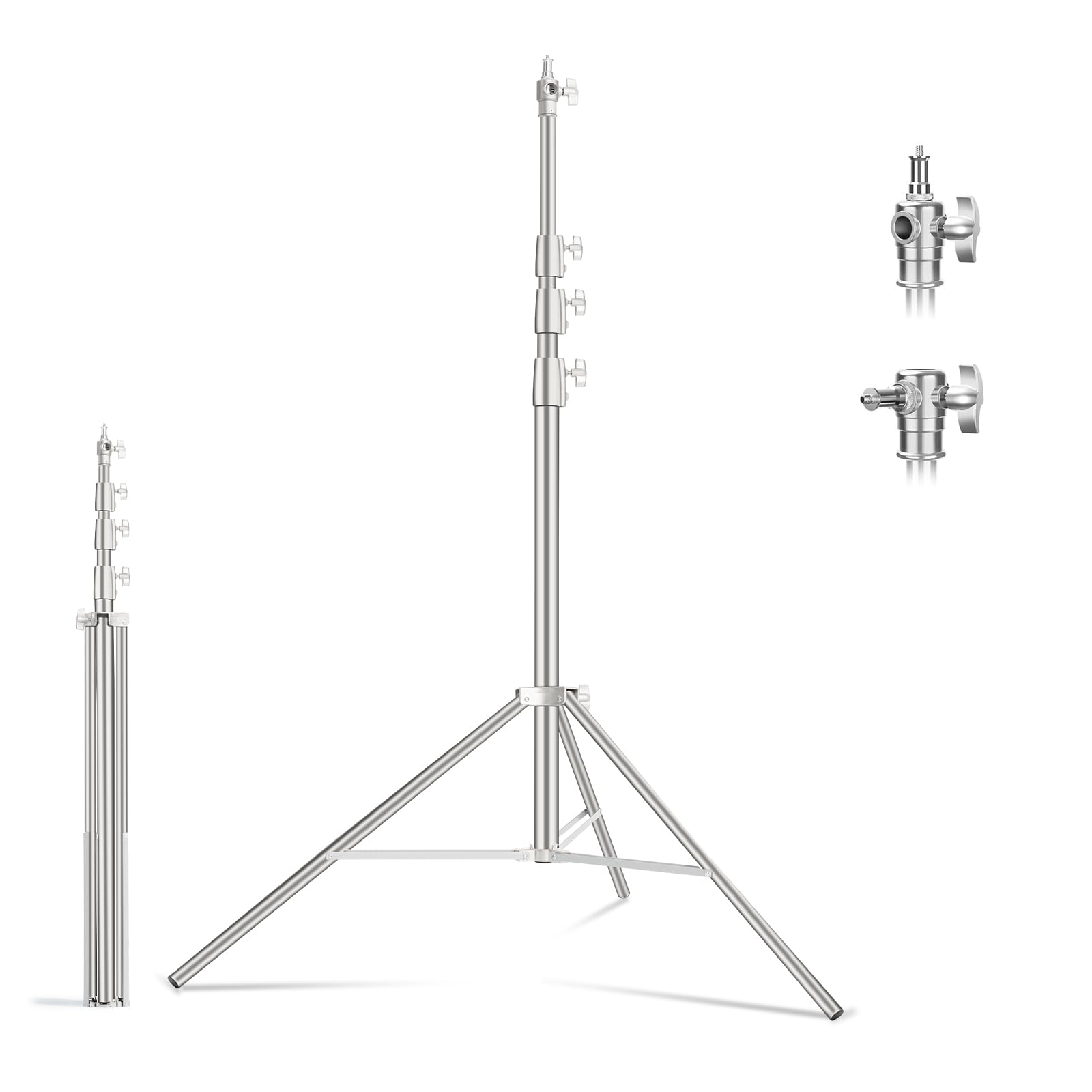 Ambitful Stainless Steel Photography Light Stand,13.1Ft/4M Spring Cushioned Heavy Duty Tripod Stand With 1/4” To 3/8” Screw Adapter For Strobe,Led Video Light,Ring Light, Monolight, Softbox