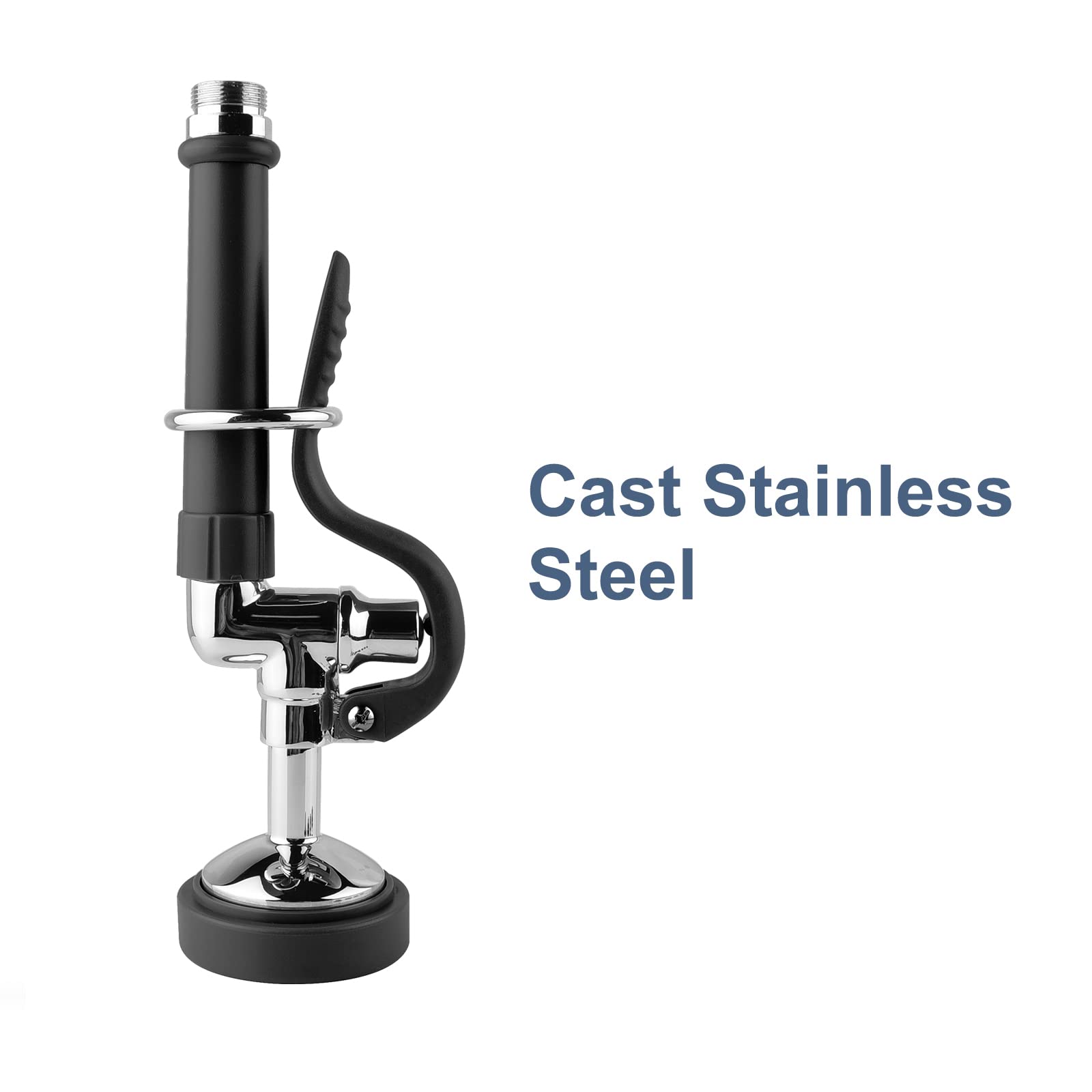 Fauaid Pre Rinse Sprayer Commercial Sink Sprayer Head,1.42Gpm Spray Valve Dish Nozzle With Ergonomic Handle, Commercial Faucet Parts For Commercial Kitchen Faucet,Chrome Finished(Black)