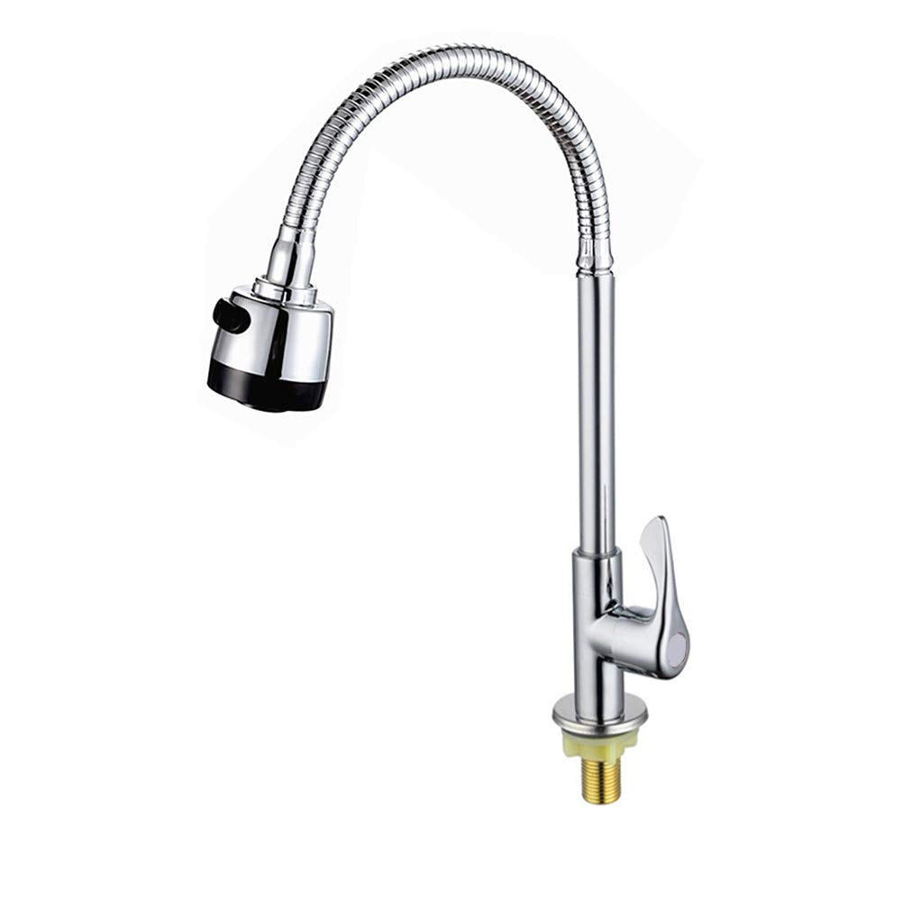 Antfees Kitchen Single Cold Water Sink Faucet 360° Rotatable Tap Swivel Aerator Only Cold Water Flexible Bendable With Sprayer