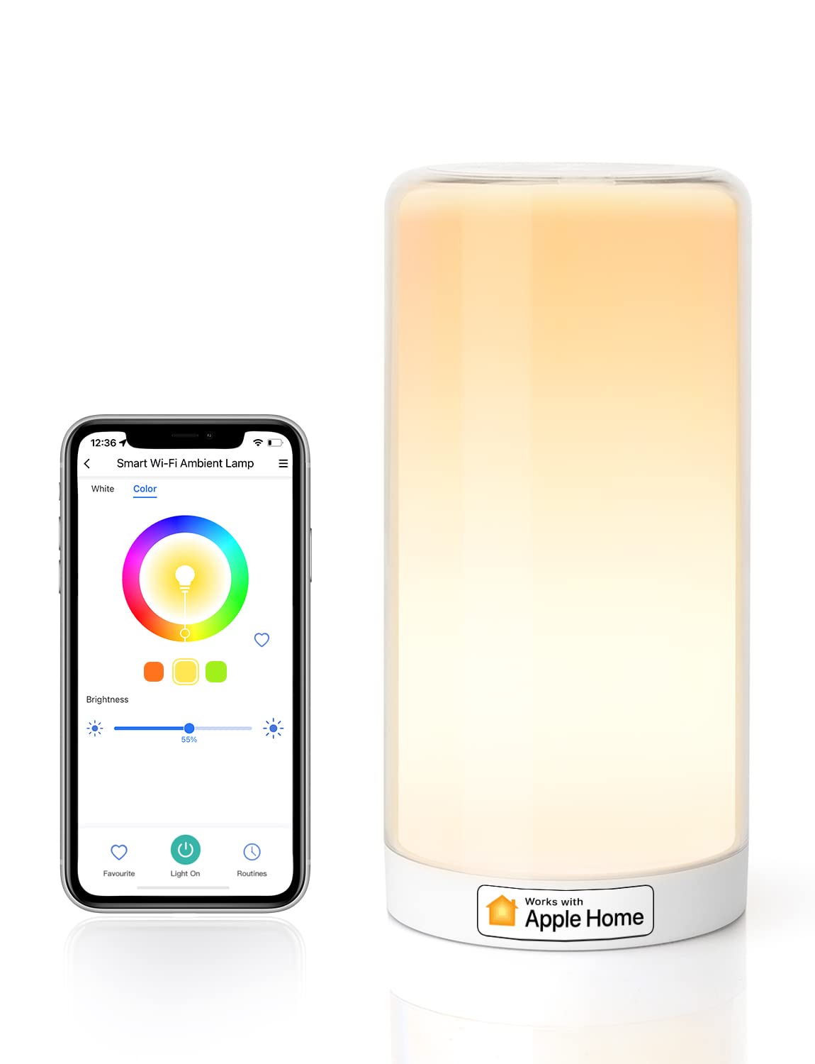 Meross Smart Wifi Table Lamp, Bedside Lamp, Compatible With Apple Homekit, Siri, Alexa And Smartthings, Tunable White And Multi-Color, Touch Control, Voice And App Control Large