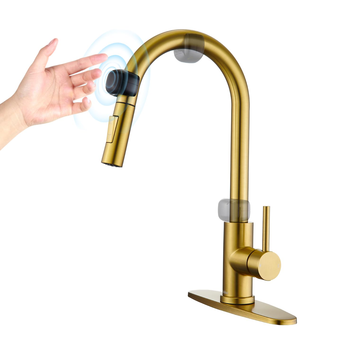 Tohlar Toucheless Kitchen Faucet Gold, Motion Sensor Kitchen Faucet With Pull Down Sprayer Hands- Single Handle Kitchen Sink Faucet Stainless Steel Brushed Gold