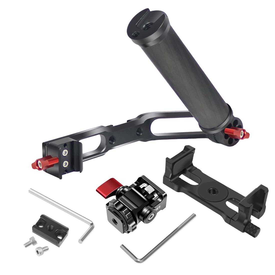Novelgoal Carbon Fiber L Bracket Handle Grip With Foldable Cold Shoe Mount Compatible With Dji Ronin Rs2 Rsc2 Mini Handheld Gimbal Stabilizer Accessory (4In1 Kit)