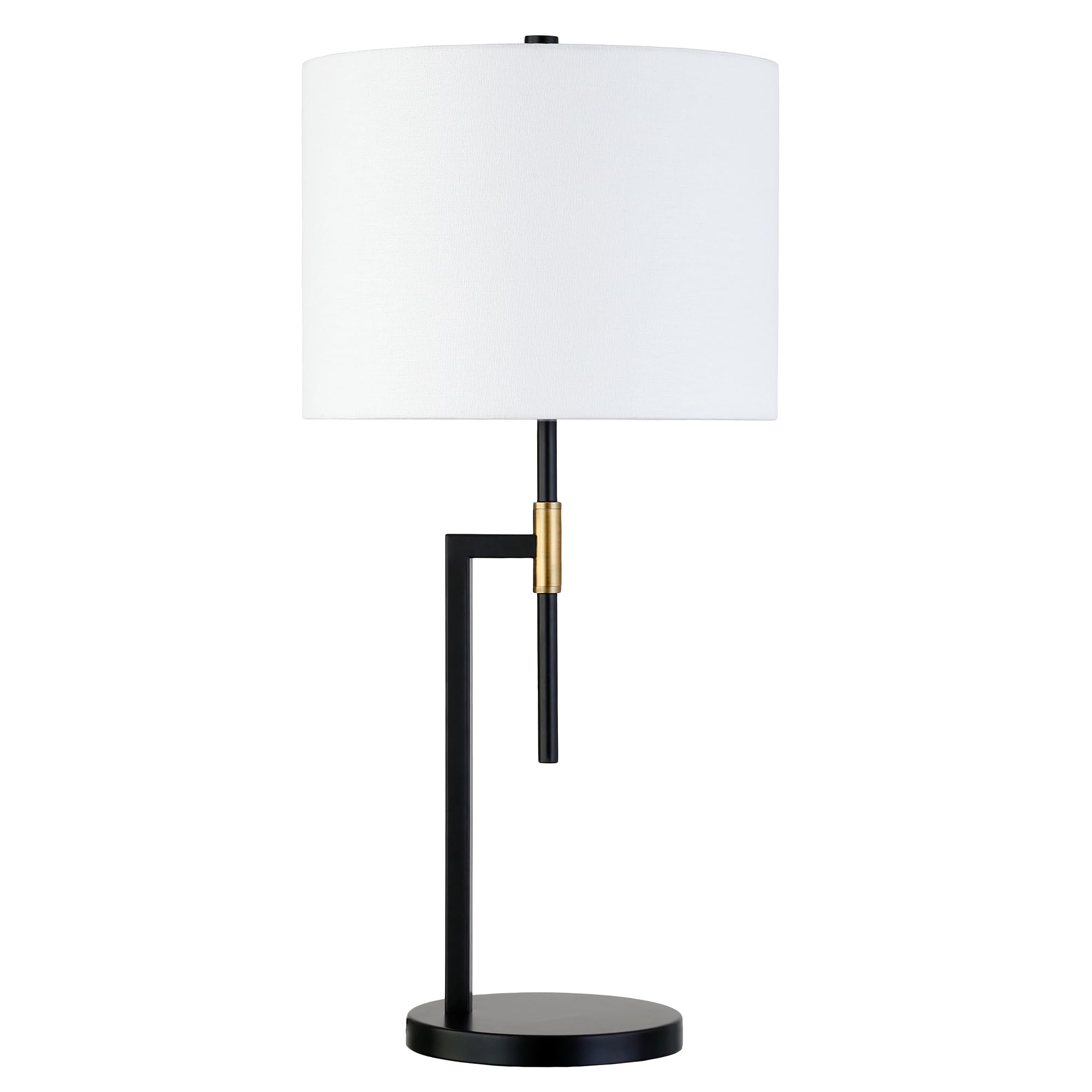 Henn&Hart Nico 25" Tall Table Lamp With Fabric Shade In Matte Black/Brass