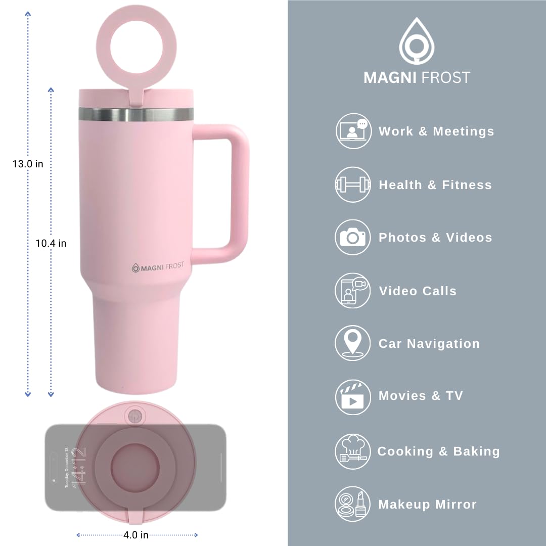 Water Bottle Phone Holder Compatible With Magsafe Insulated Cup With Handle And Straw