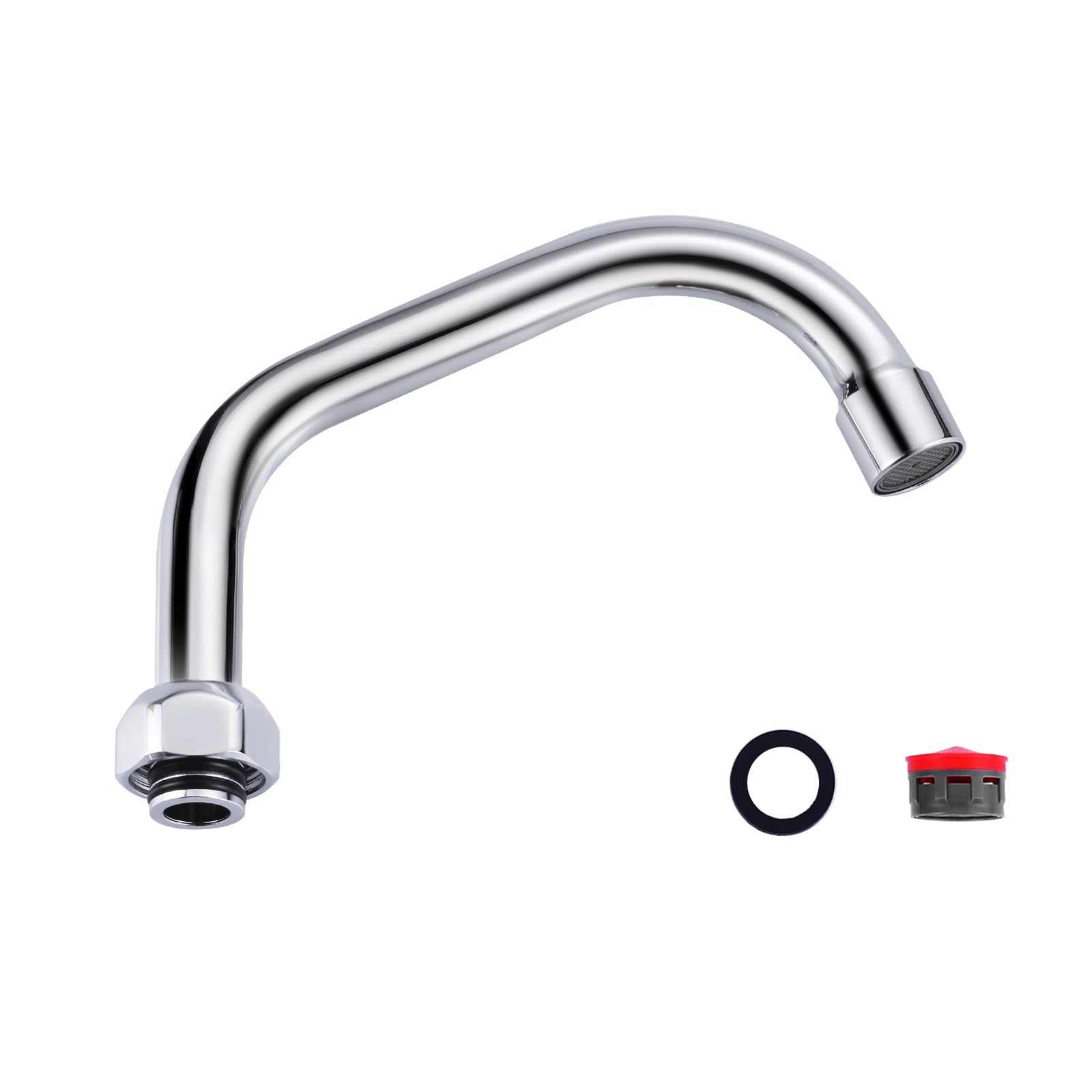 Iviga Commercial Faucet Swivel Spout Replacement: 6“ Add-On Swing Nozzle Spout - Chrome Polished Spout Replacement For Commercial Kitchen Sink Faucet - 1.8Gpm/ 2.2Gpm Aerator - G3/4 Internal Thread