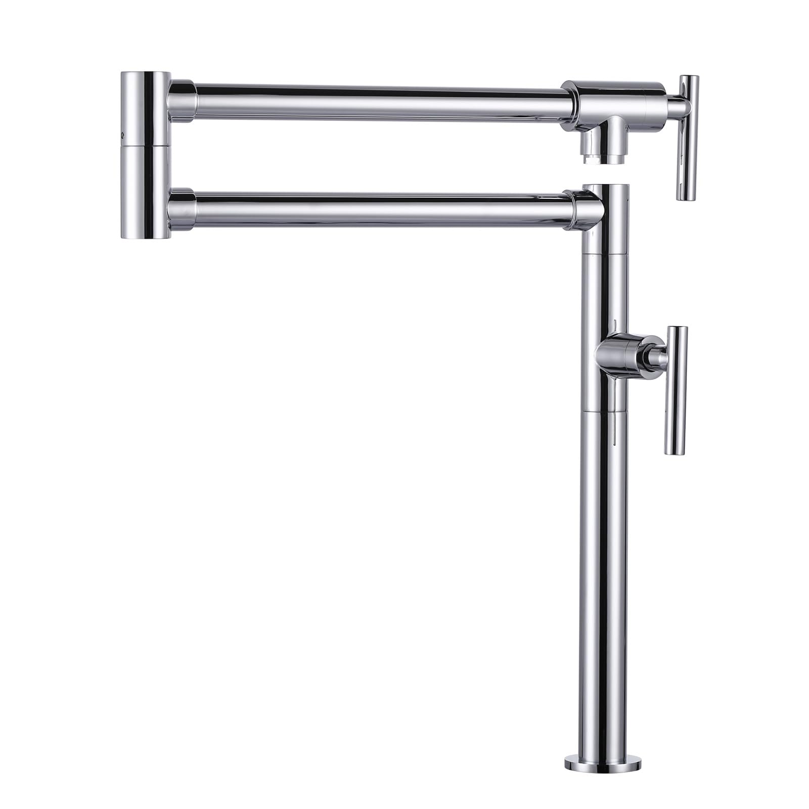 Aleasha Pot Filler Faucet For Kitchen Sink, Deck Mount Pot Faucets Over Stove, Solid Brass Folding Pot Filler Faucet, Chrome Kitchen Pot Faucet With Double Joint Swing Arms