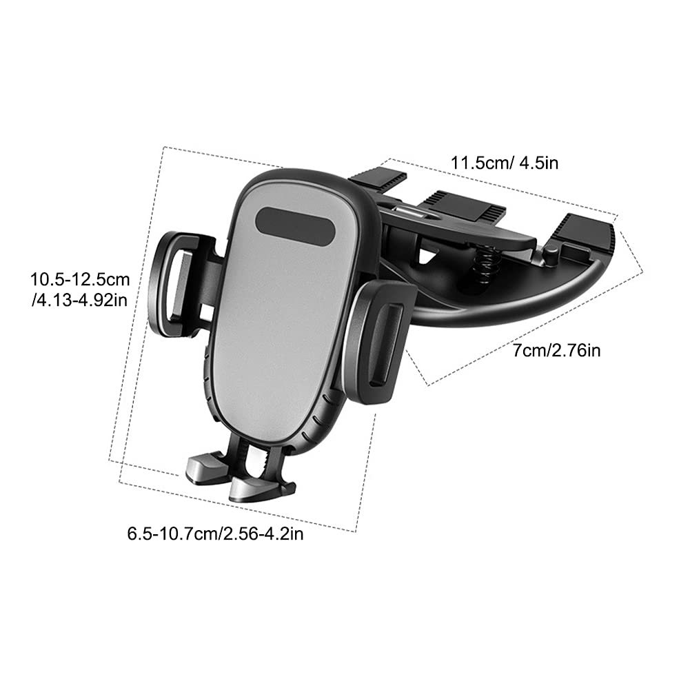 Tookie Car Phone Mount, Universal 360 Rotation Cd Slot Phone Holder, Adjustable Cell Phone Cradle, Compatible With Smartphones 4.7-7.1 Inch