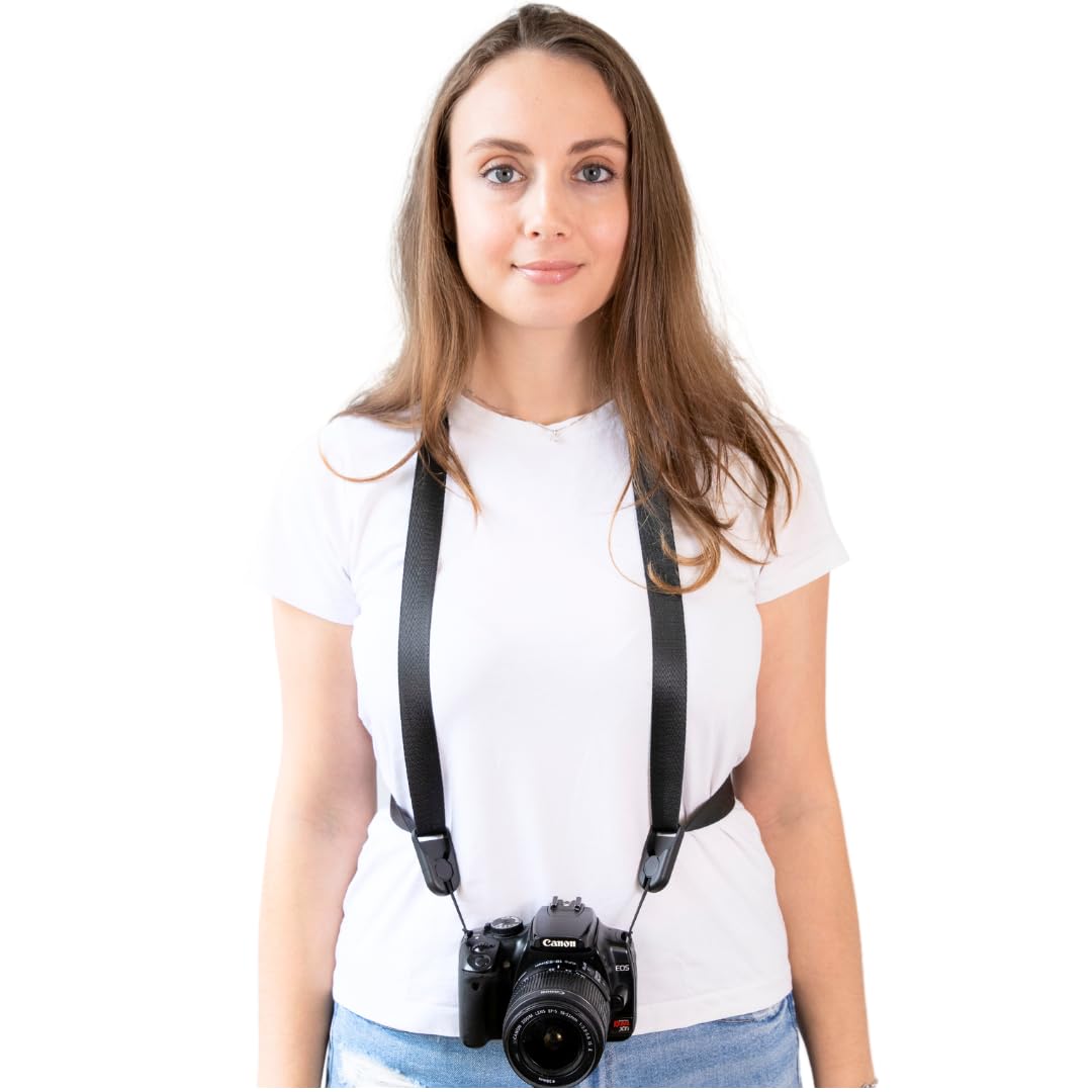 Camstrap Voyager - Ultra-Light Hands- Camera And Binocular Strap Compatible With Canon, Nikon, Sony And Dslr Slr Cameras-Black, Ideal For Travel, Hiking, Walking, And Outdoor Sports