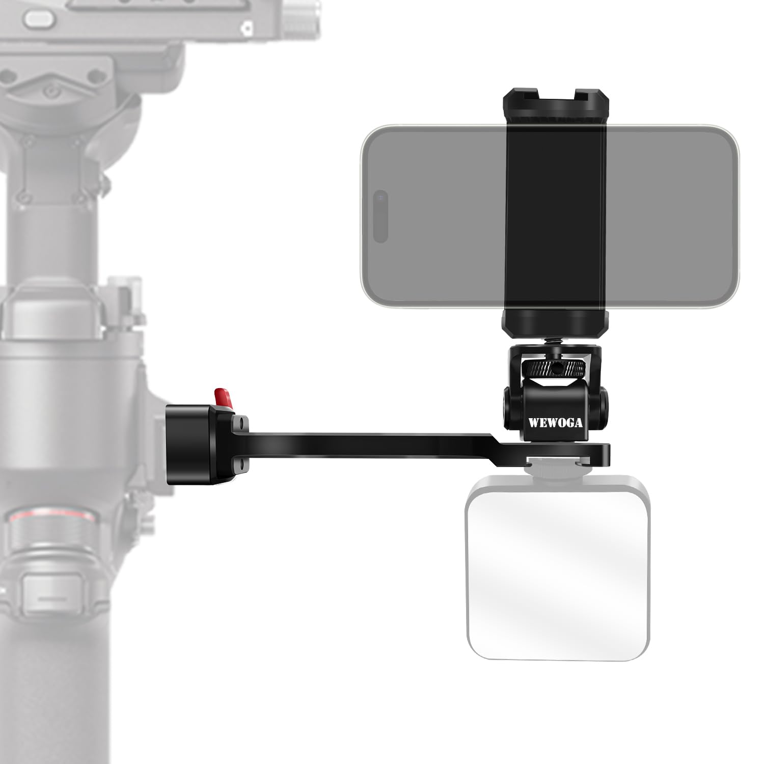 Wewoga Rs4 Phone Holder Aluminum Alloy Extension Handle Rs3 Monitor Mount W Phone Mount 1/4" Cold Shoe Compatible For Dji Ronin S4/Rs4 Pro/Rs3/Rs3 Pro/Ronin S3 Mini/Ronin Rs2/Rsc2 Gimbal Stabilizer