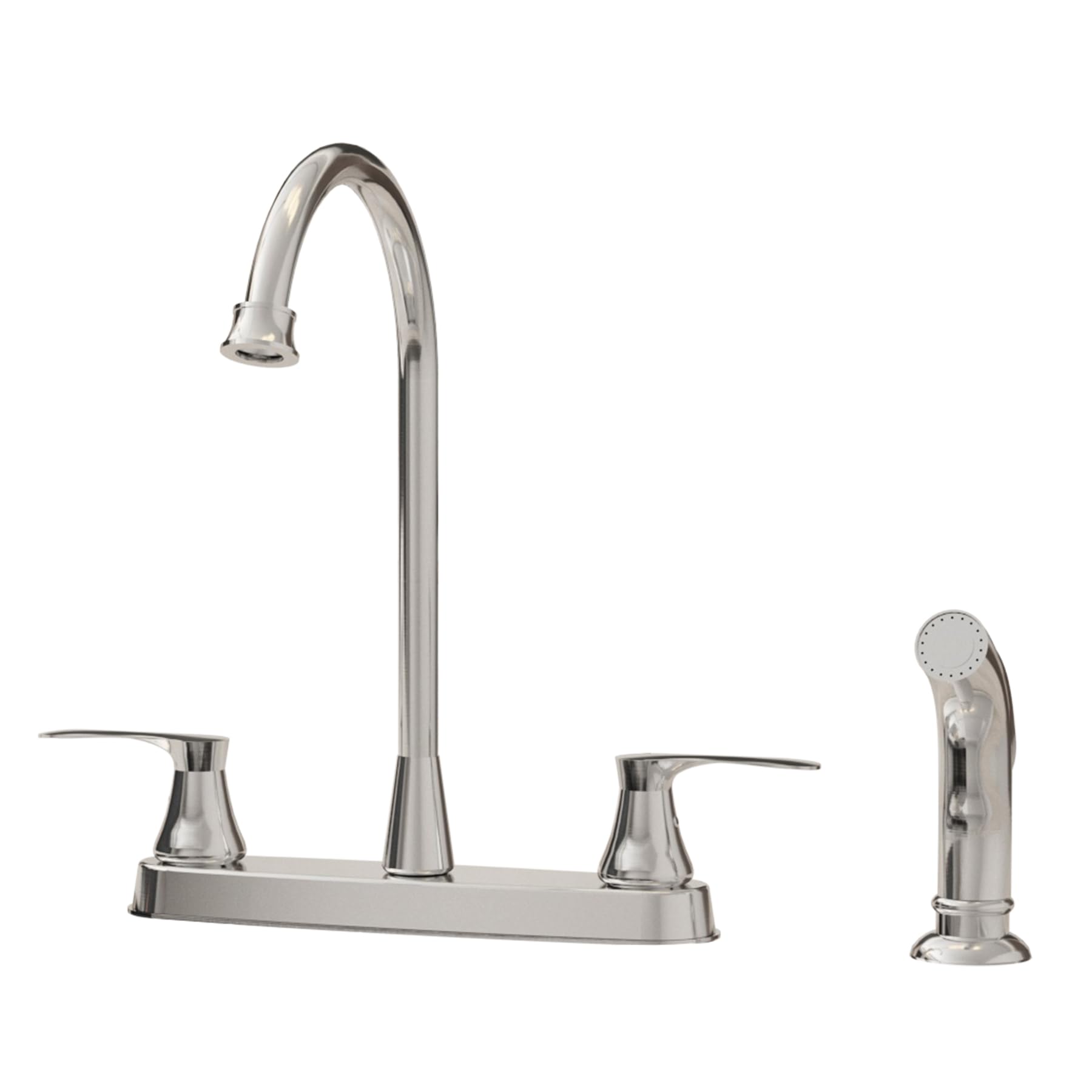 Besdor Kitchen Faucet With Side Sprayer, 2 Handle Sink Faucet, 3 Or 4 Hole Kitchen Faucets With Sprayer, 304 Stainless Steel, Brushed Nickel