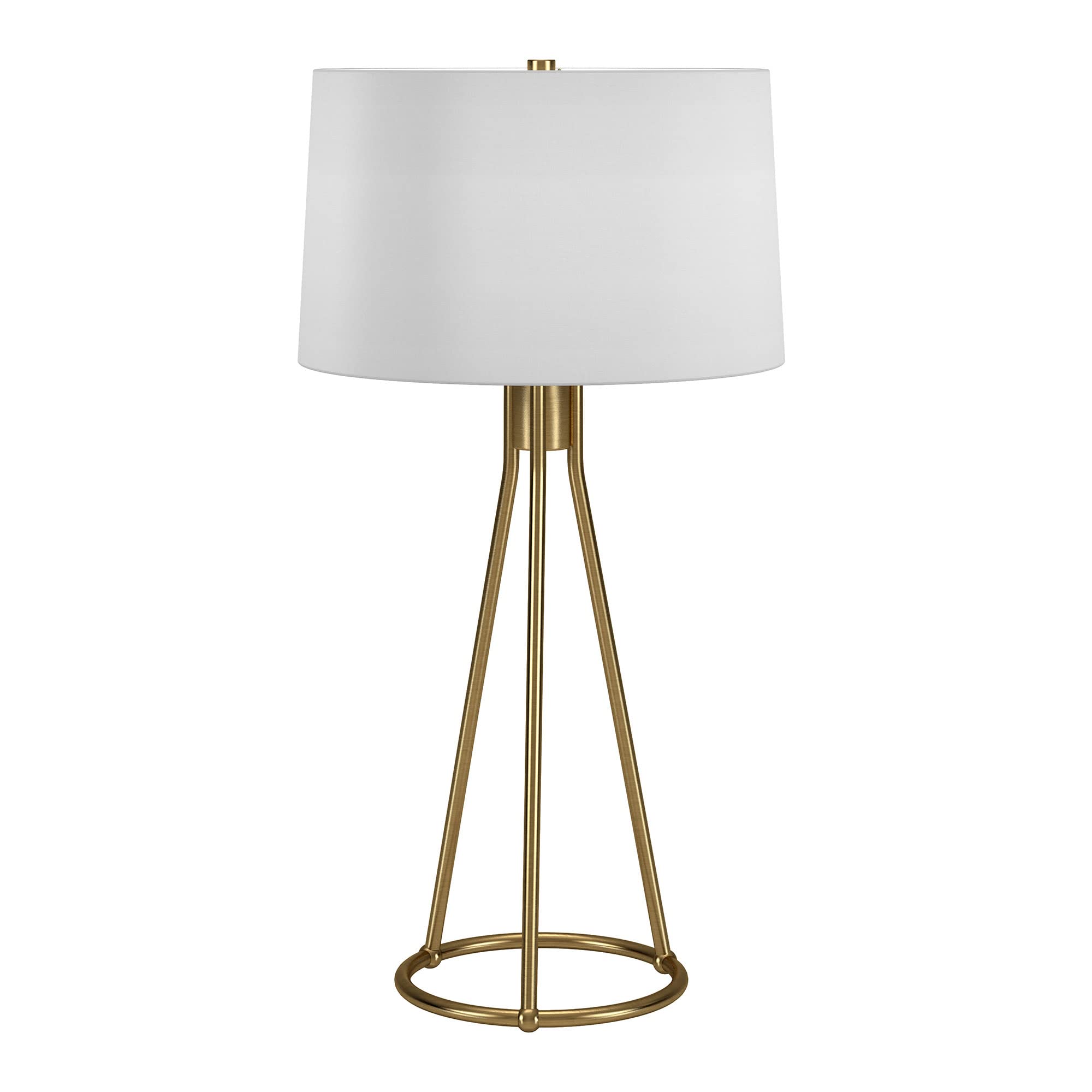Henn&Hart Nova 28" Tall Table Lamp With Fabric Shade In Brass/White