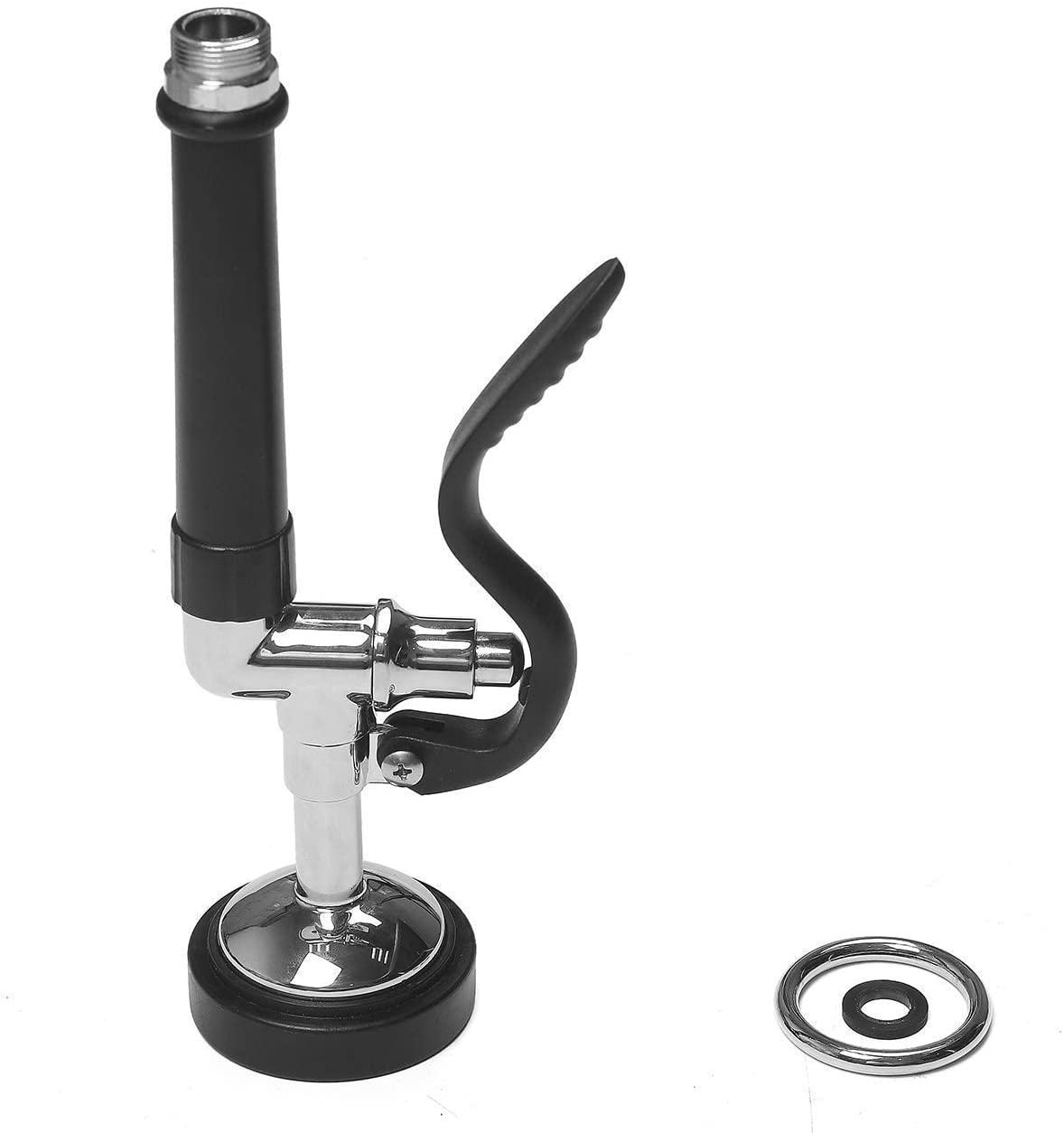 Mstjry Commercial Sink Sprayer Pre Rinse Sprayer Valve With Handle Grip Assembly,1.42 Gpm High Pressured Commercial Dish Sprayer For Replacement Kit Of Commercial Faucet, Polished Chrome (Black)