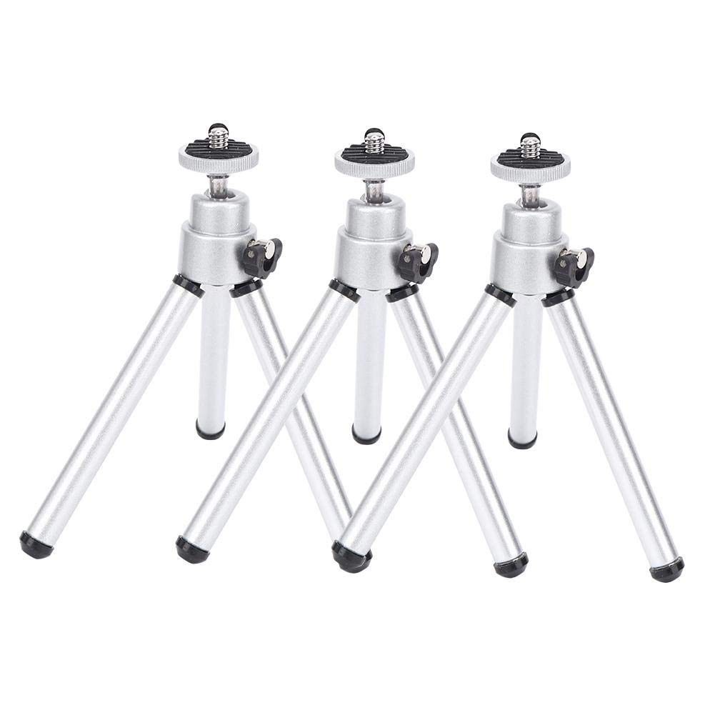Alomejor 3Pcs Telescope Tripod Aluminium Alloy Silver Stoving Varnish Lightweight Mini Foldable Pocket Telescope Tripod