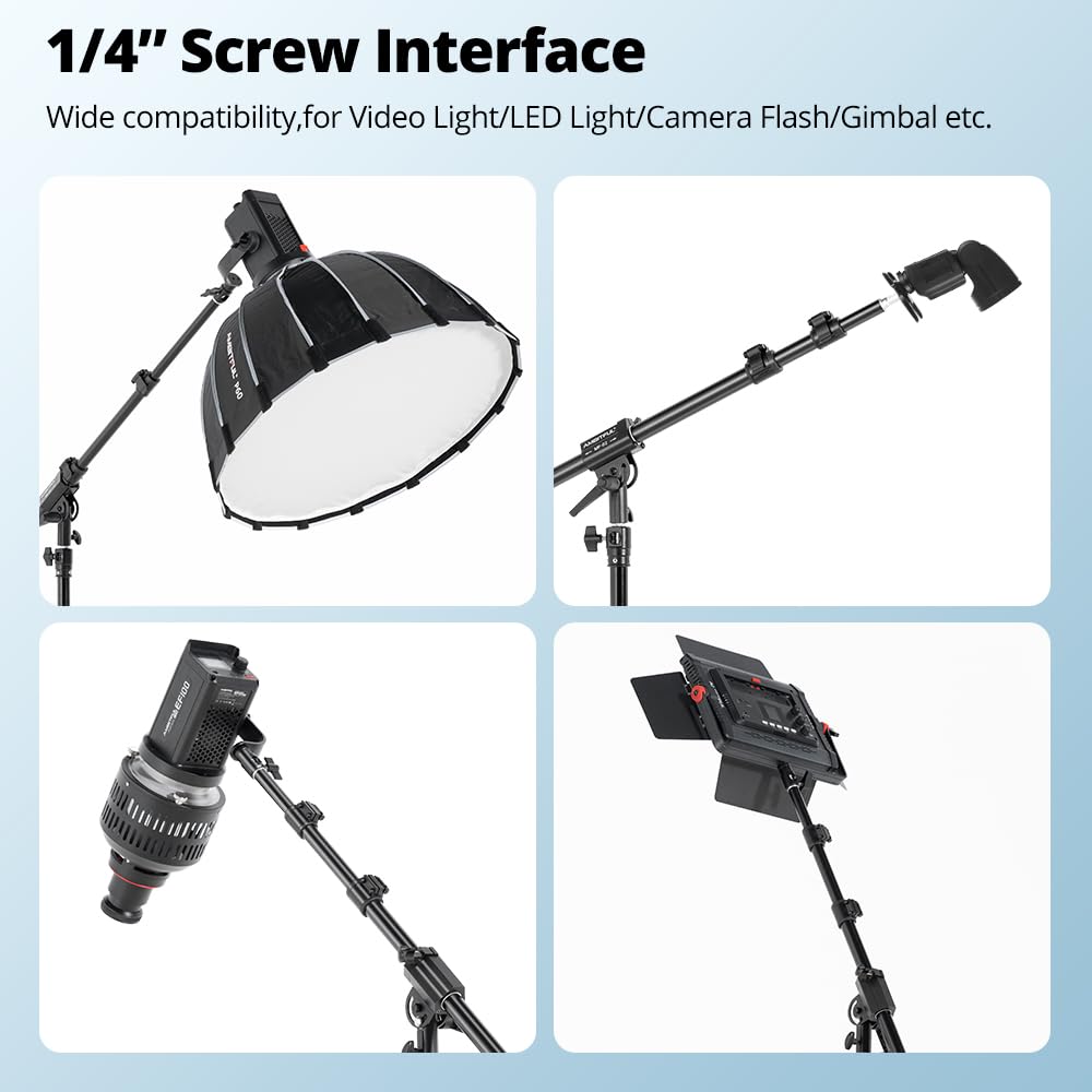 Ambitful Aluminum Boom Arm, 35''/ 89Cm - 61''/155Cm Adjustable Photography Boom Arm, 1.5Kg / 3.3Lb Counterweight, 1/4" Screw For Softbox, Studio Light, Flash, Umbrella, Max Load 5Kg / 11Lb