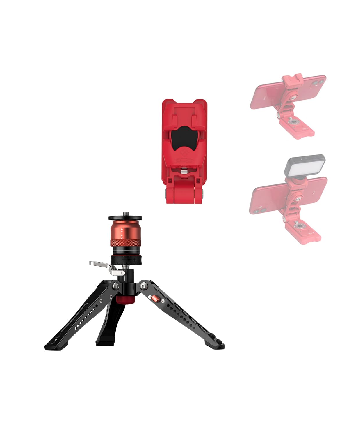 Ifootage Cb3 Base Tripod Pedal With Aluminum Phone Tripod Mount W Cold Shoe Mount,Red