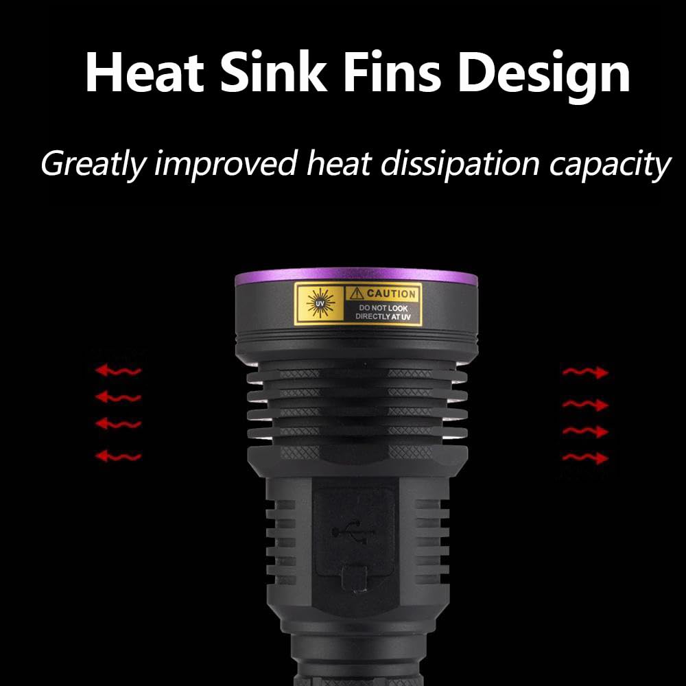 Alonefire Sv43 36W 365Nm Uv Flashlight Usb C Rechargeable Ultraviolet Black Light Woods Lamp For Pet Urine Detector, Resin Curing, Scorpion, Bed Bug, Fishing, Leak With Uv Protective Glasses, Battery