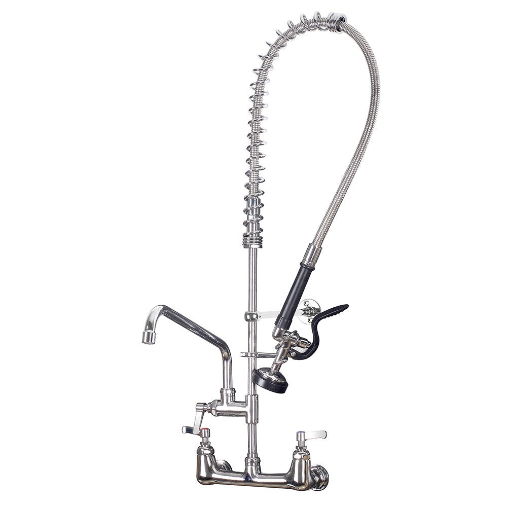 Bestjeef Commercial Sink Faucet With Sprayer 36 Inch Commercial Faucet Pre Rinse Sprayer 8 Inch Wall Mount Center With 12 Inch Add On Spout