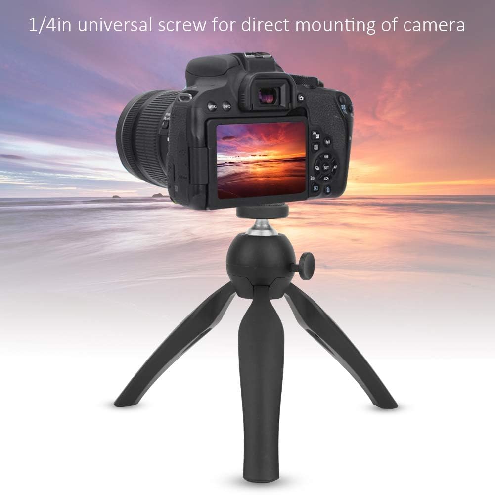 Cyrank Mini Tripod, 14.5Cm/5.7In Working Height Tabletop Small Phone Tripod Mount Camera Tripod Webcam Stand Live Steming Tripod, Black