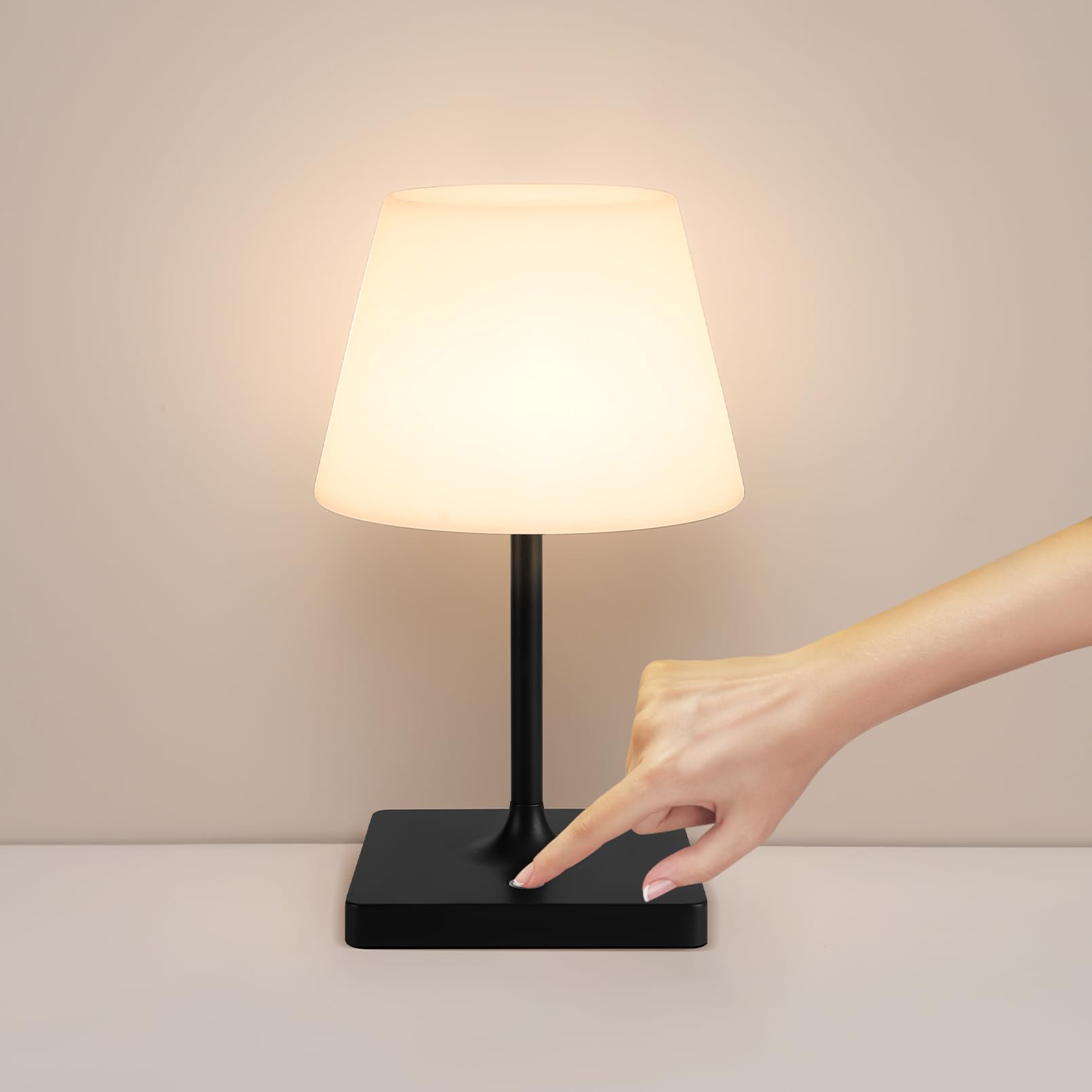 Gohoki Women'S Table Lamp Battery-Operated: Warm-Lighting & Waterproof Small Lamp With Metal Base - Bathroom Shower Spa-Like For Aged 25-34 Wellness Lifestyle (Black)
