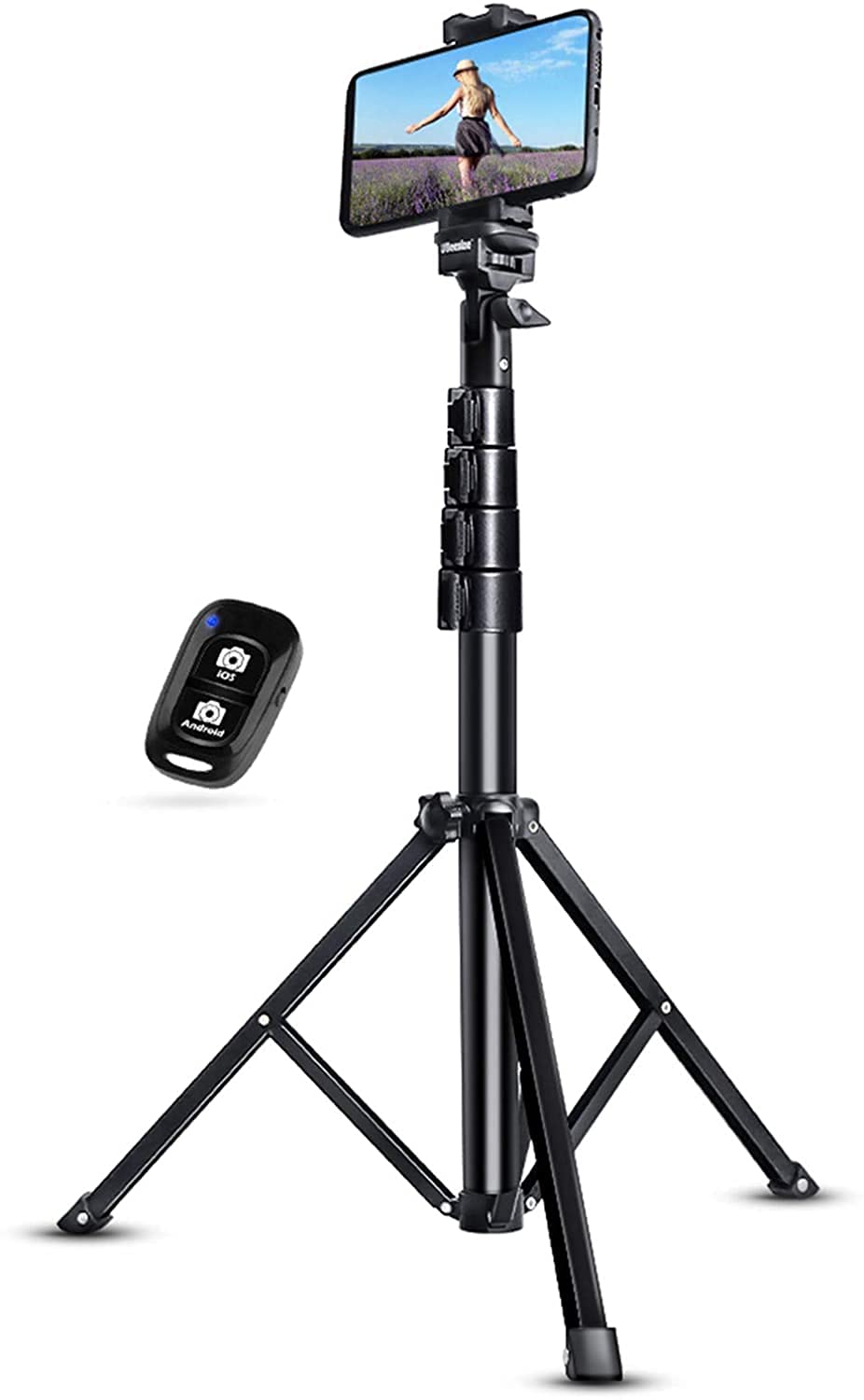 Talkworks Flexible Phone Tripod, Black & Ubeesize 51" Extendable Tripod Stand With Bluetooth Remote For Iphone Android Phone, Heavy Duty Aluminum, Lightweight