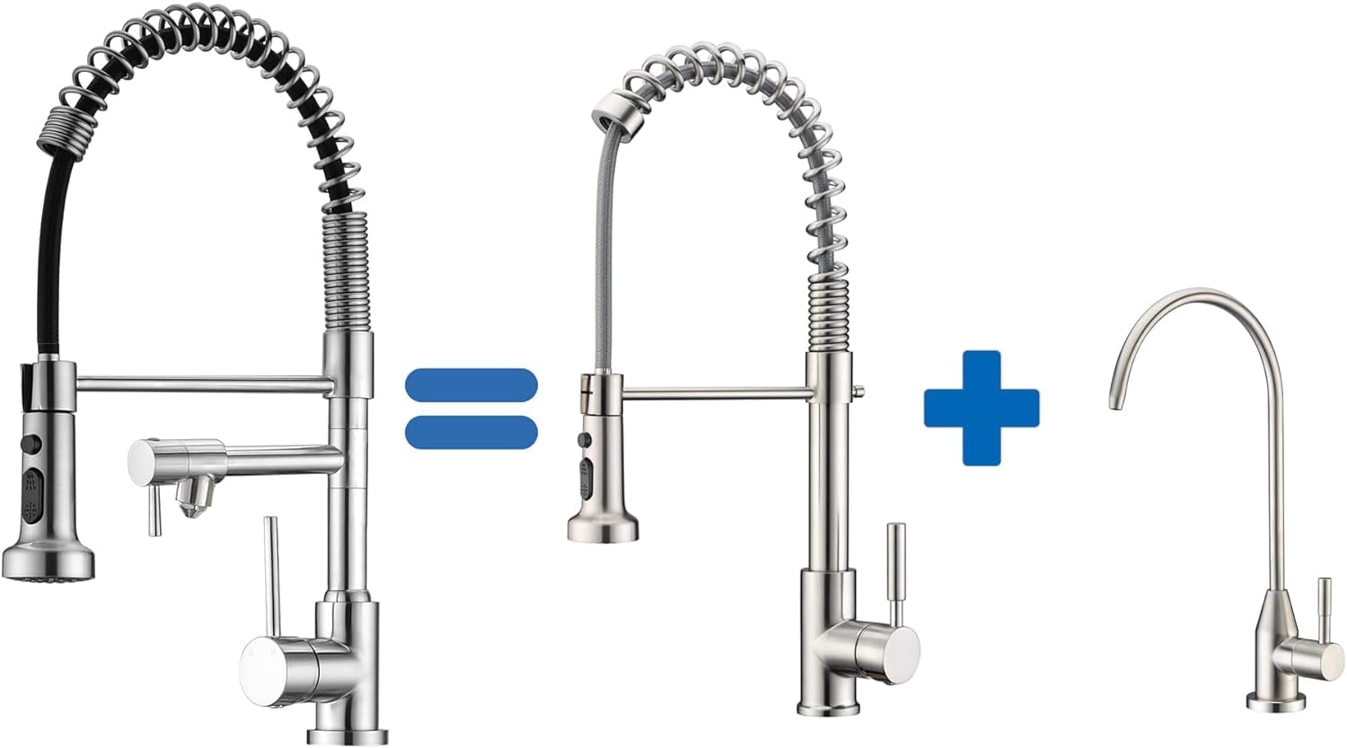 Pirooso Kitchen Faucets With Water Filter Faucet Buil-In,3 Way Drinking Water Faucet For Kitchen Sink, Brushed Nickel