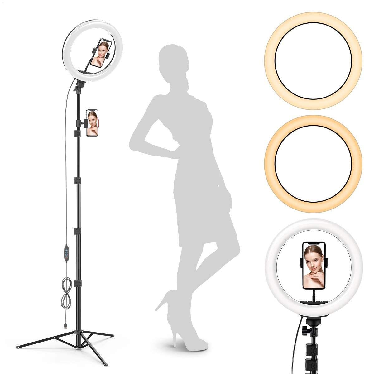 Gearlight 10" Ring Light Tripod With Leds, Dual Phone Holders - For Makeup, Photography, Room Décor