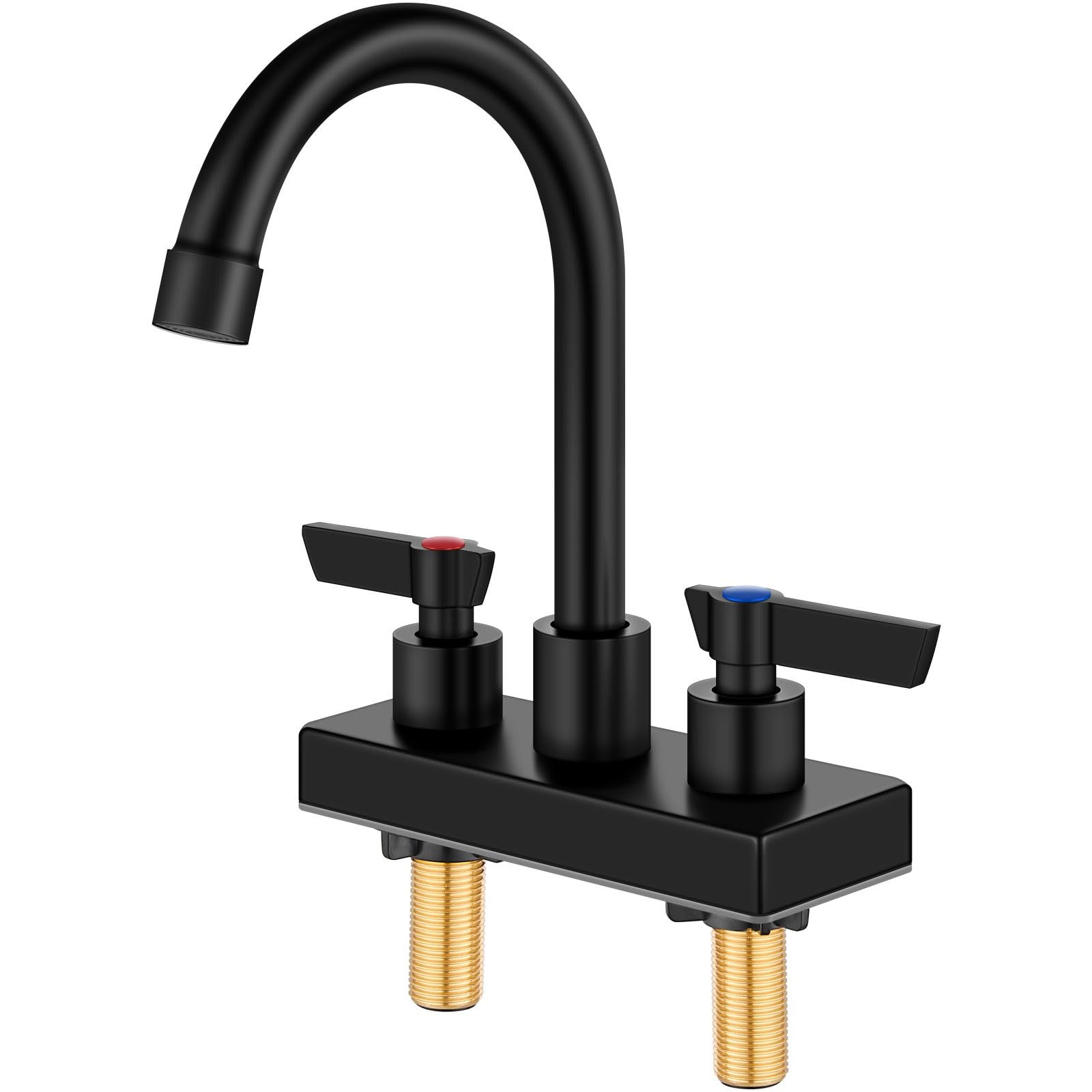 Gbbne Bar Sink Faucet 4 Inch Center 2 Hole Deck Mount Bar Faucets For Sink Prep Dual Handles Commercial Utility Laundry Kitchen,Matte Black