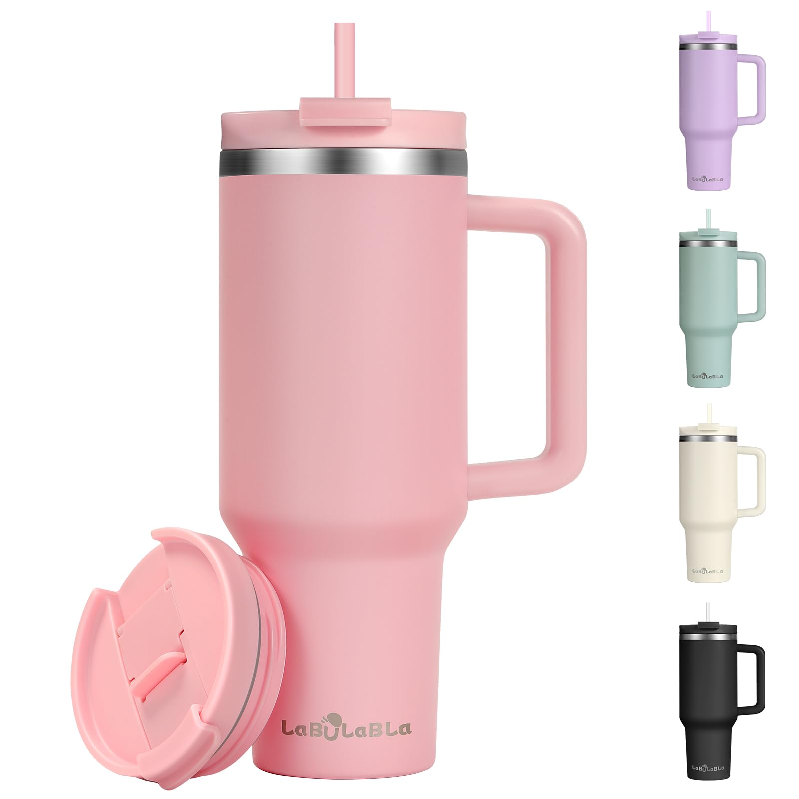 40Oz Tumbler With Handle,Double Wall Vacuum Reusable Stainless Steel Insulated Water Bottle