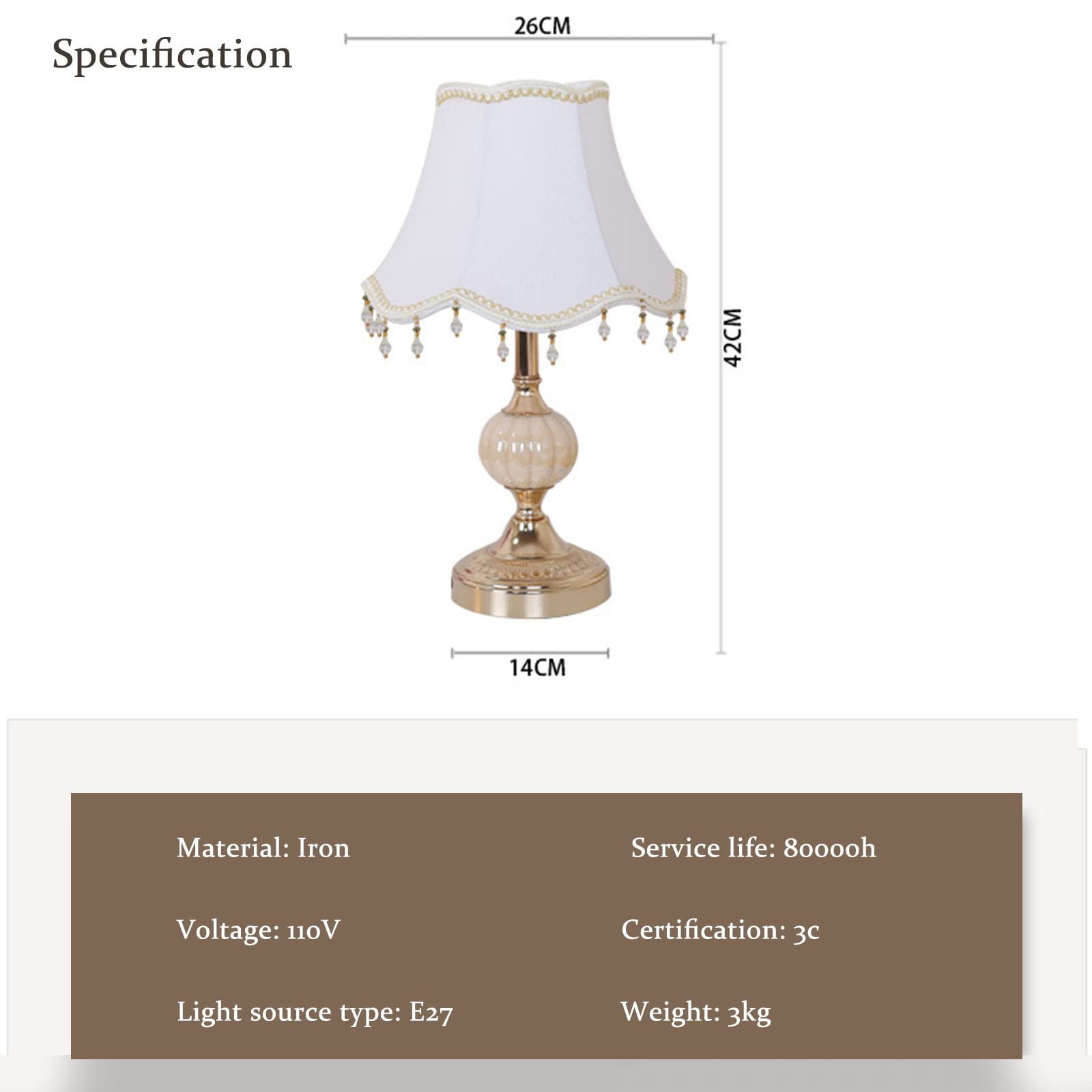 Puresilks Classical Tiffany European Style Table Lamp Fabric Drum Shade And Gold Base American Decor Classic Bedside Desk Nightstand Lamp For Bedroom Living Room