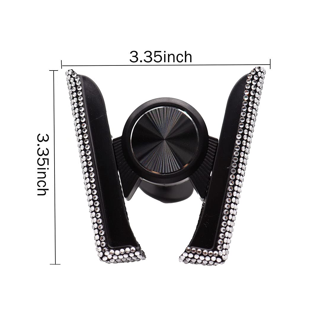 Suncaraccl Bling Car Phone Holder, 360 Degrees Adjustable Crystal Auto Car Mount Phone Holder For Dashboard,Windshield And Air Vent (White)
