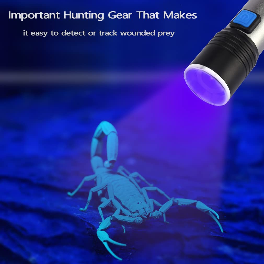 Leagy 2-Pack Rechargeable 395Nm Mini Uv Flashlight With Usb,Zoomable,Adjustable Brightness For Scorpion Hunting, Counterfeit Detection, Uv Glue Curing, Jewelry Appraisa, Nail Art Etc