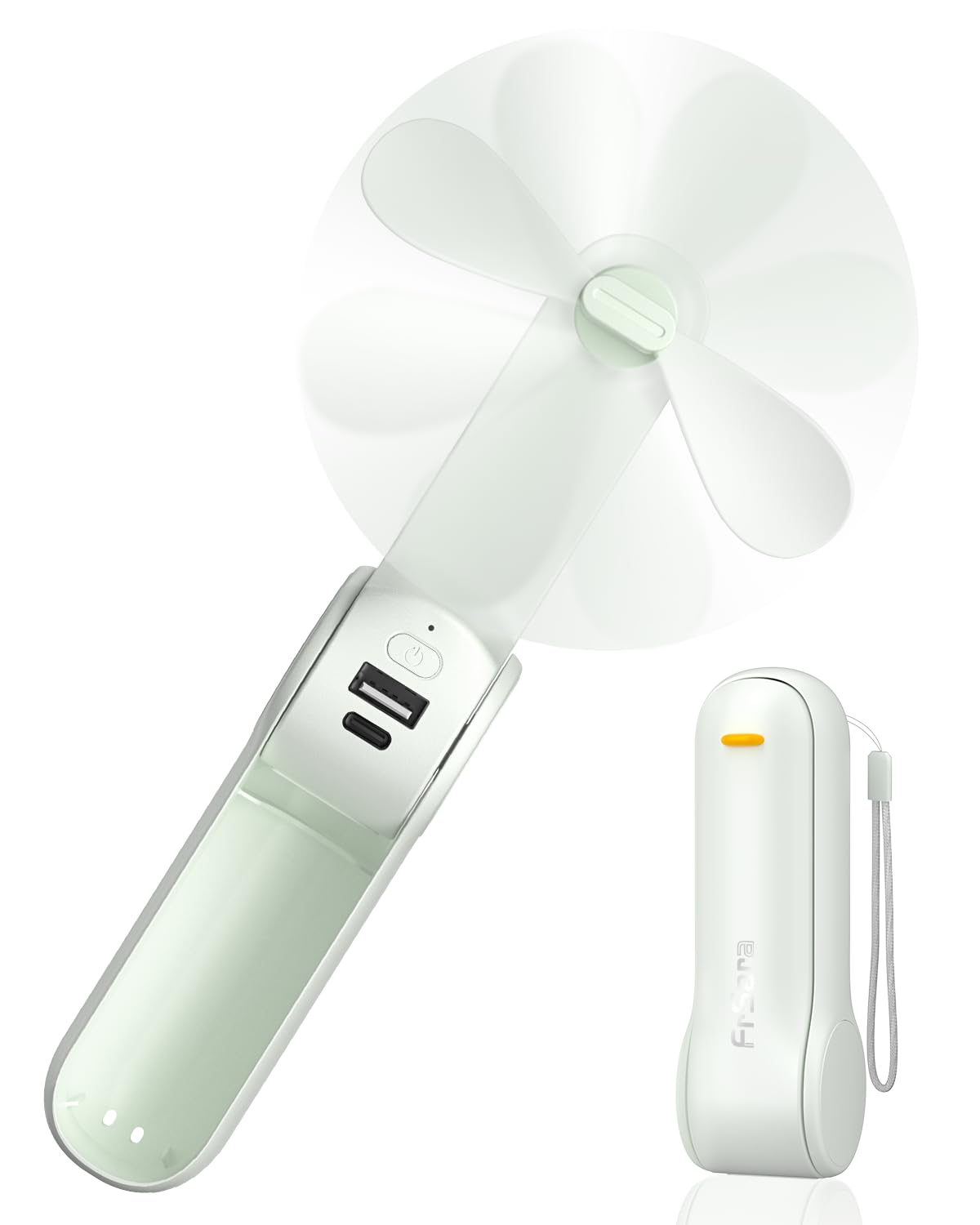 Frsara Portable Handheld Fan Rechargeable, Usb Rechargeable Small Pocket Fan, 2000Mah Battery