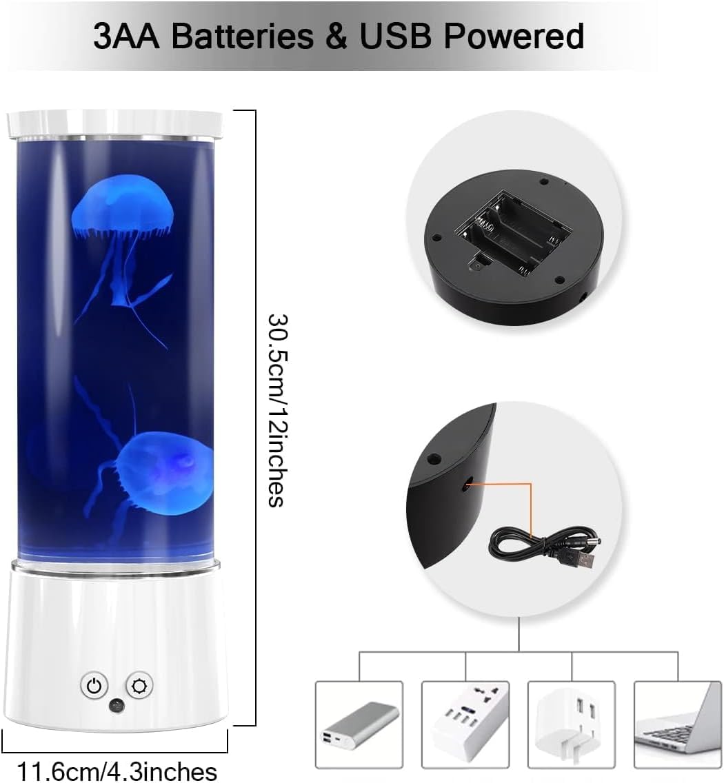 Fbsport Jellyfish Lamp, Jellyfish Night Aquarium Tank Night Light 17 Color Changing With Remote Control For Kids Adults Home Office Decor Table Lamp For Christmas(White)