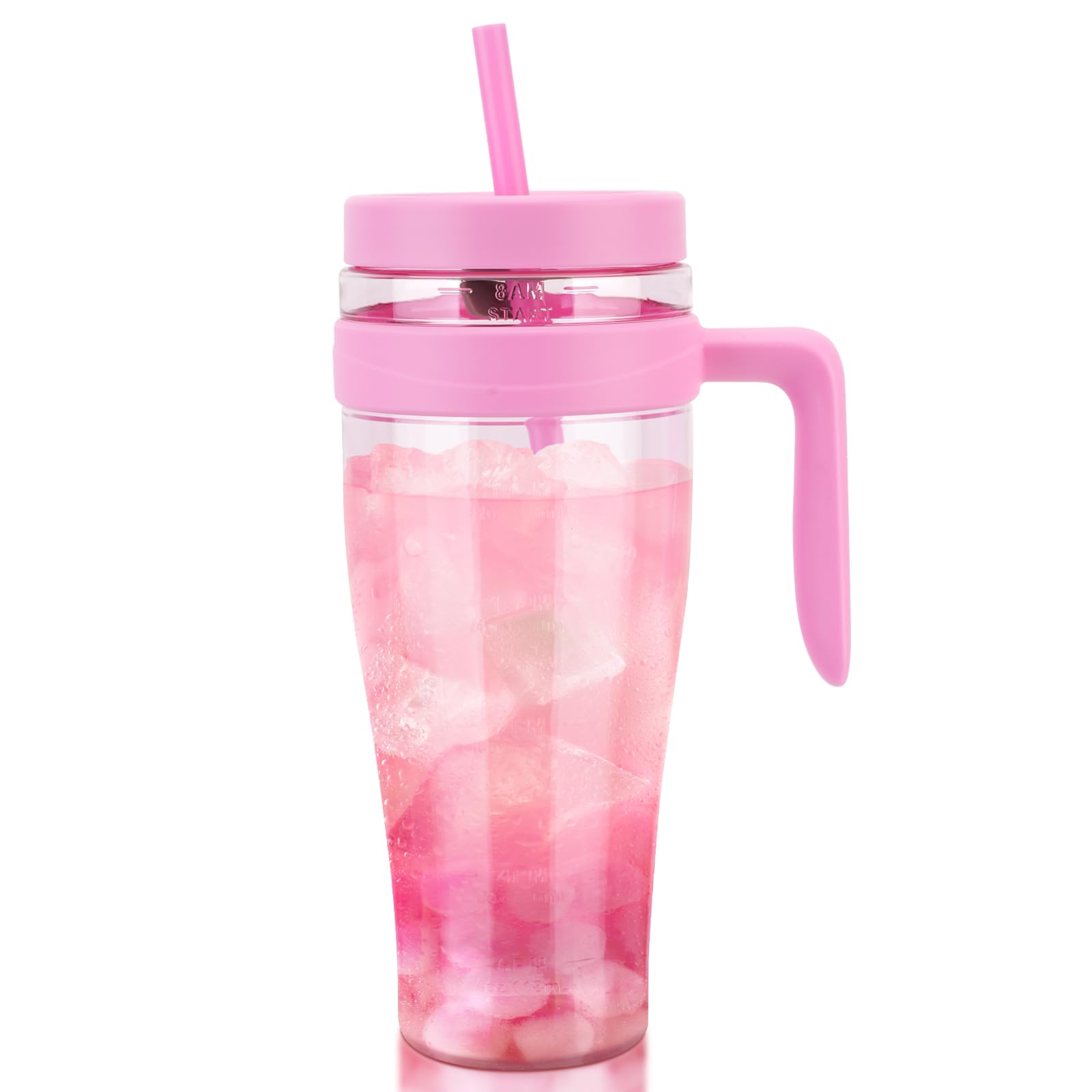 Hydraful 50 Oz Tritan Plastic Tumbler With Lid And Straw And Handle - 100% Leak-Proof - Perfect