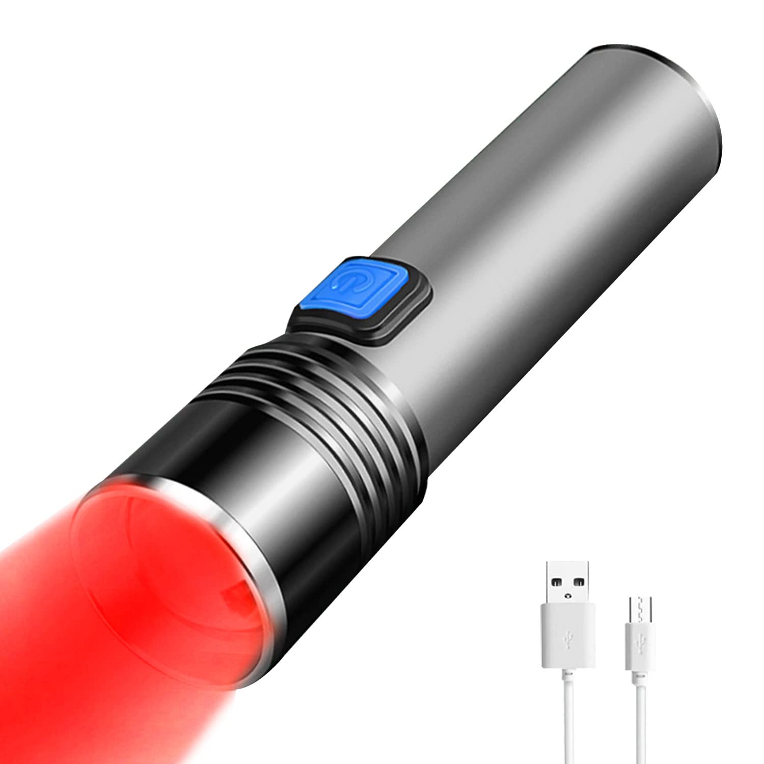 Yzyoe Rechargeable Red Light Flashlight, Small Red Lights Observation Aviation Flashlight,3 Modes Zoomable Night Observation Astronomy,Red Light Sea Turtles.