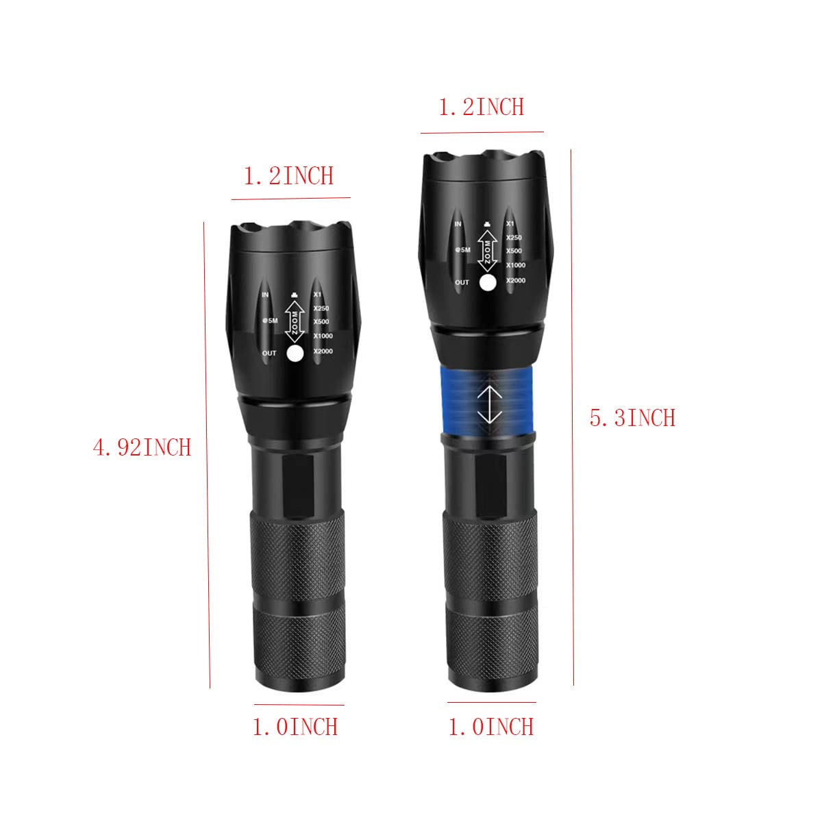 Yzyoe Red Light Tactical Flashlight, 4 In 1 White, Yellow, Amber, Red Light, Rechargeable, 1800K Warm Light For Eye Care, Hunting, Hiking, Wildlife Observation