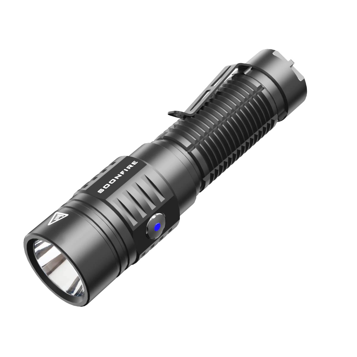 Soonfire E15 2000 Lumens Led Super Bright Flashlight, Compact High Lumens Light, Powered By Pre-Installed Rechargeable Battery For Emergency, Edc And Searching