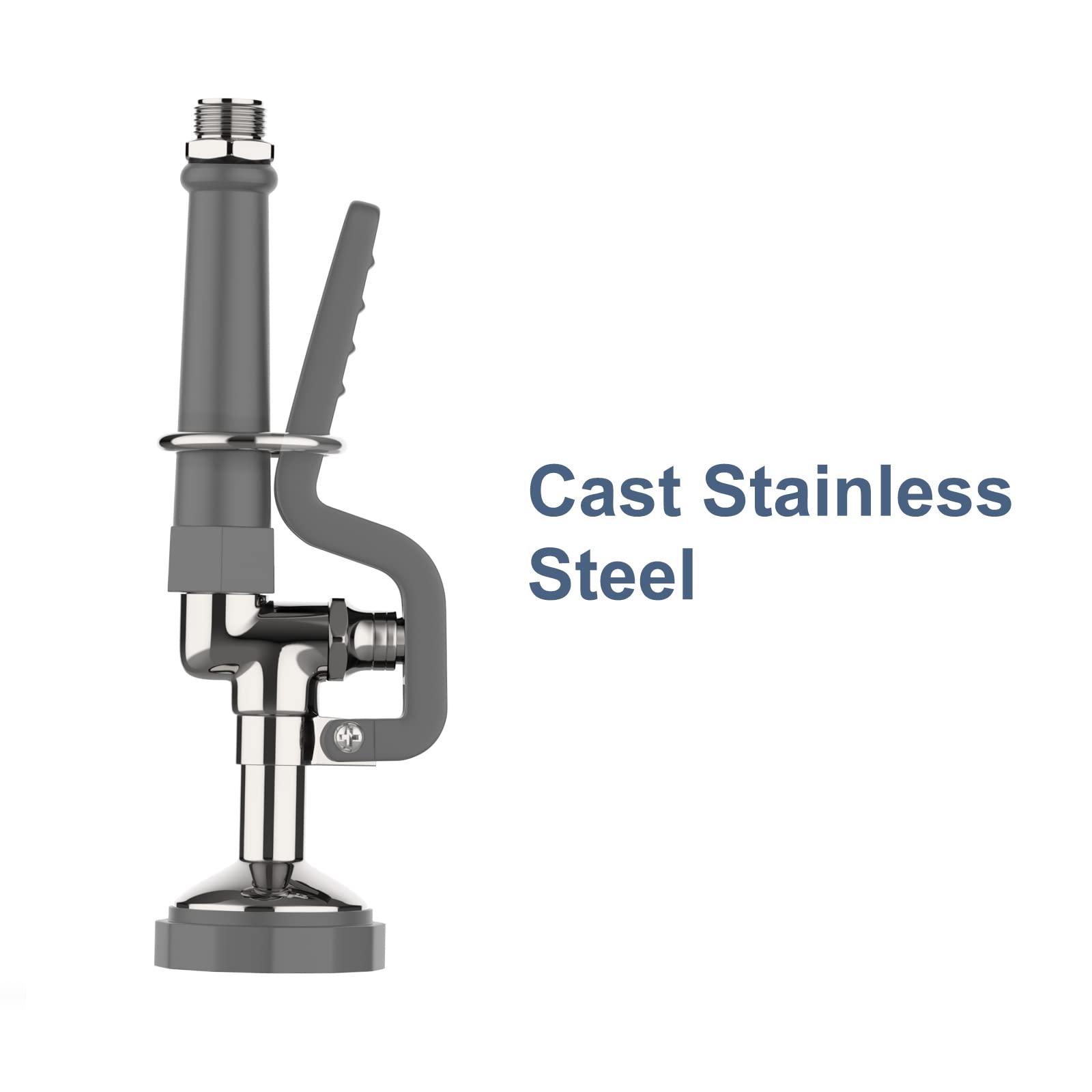 Fauaid Pre Rinse Sprayer Commercial Sink Sprayer Head,1.42Gpm Spray Valve Dish Sprayer Nozzle With Ergonomic Handle, Commercial Faucet Parts For Commercial Kitchen Sink,Chrome Finished(Gray)