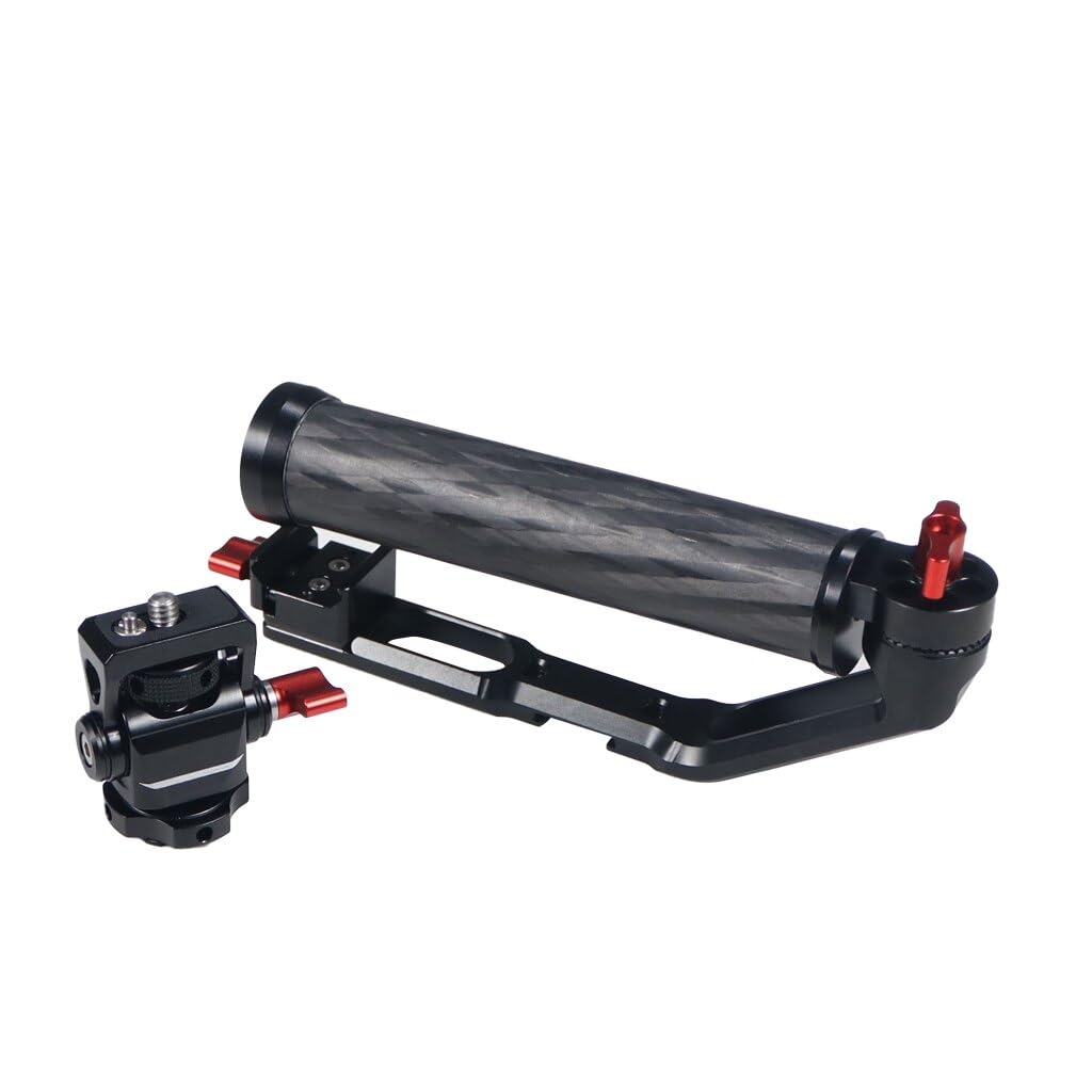 Novelgoal Carbon Fiber L Bracket Handle Grip With Foldable Cold Shoe Mount Compatible With Dji Ronin Rs2 Rsc2 Mini Handheld Gimbal Stabilizer Accessory (With Monitor Mount)