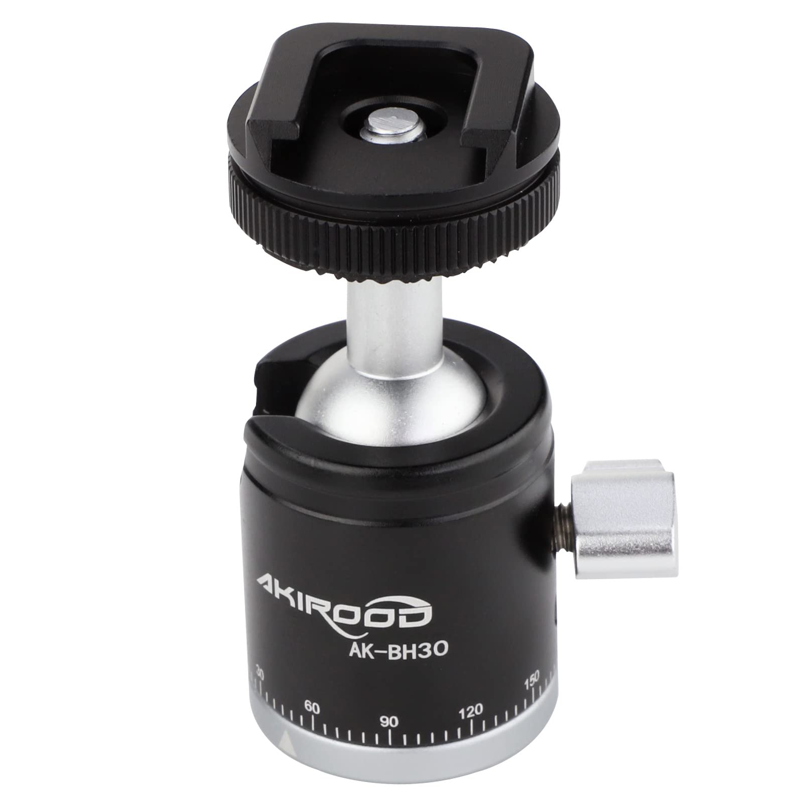 Akirood Adapter Panoramic Ballhead 360°,Mini Camera Tripod Ball Head, With Cold Shoe Mount With 1/4" Screw For Dslr Cameras Cell Phone Tripods Monopods Camcorder Light Stand Speedlight Quick Release