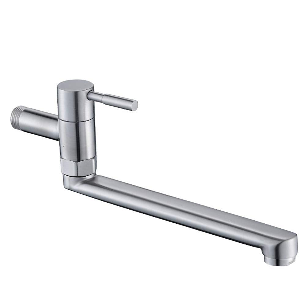 Hausadler Single Cold Water Bar Kitchen Sink Faucet Stainless Steel Brushed Rotatable Washing Tap, Garden Outdoor Faucets