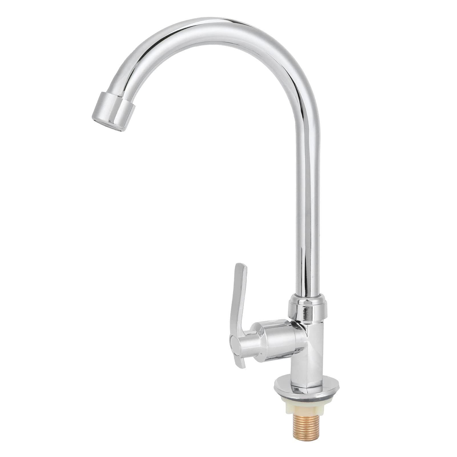 Omabeta G1/2 Single Handle High Arc Faucet Home Kitchen Single Cold Water Faucet Wash Basin Stainless Steel Rotatable Sink Faucet