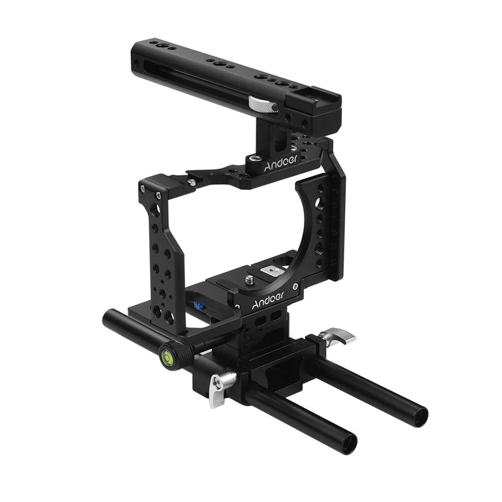 Andoer Camera Cage With Top Handle And 15Mm Rod Baseplate Kit, Video Film Movie Making Stabilizer With Cold Shoe Mount Cable Clamp Mounting Adapter For Sony A7Ii/A7Iii/A7Sii/A7M3/A7Rii/A7Riii Camera
