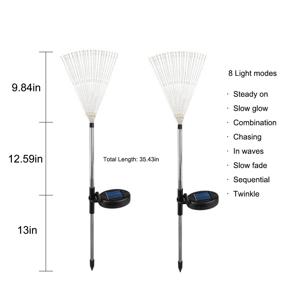 Hshine Solar Christmas Lights Outdoor, 2 Pack 120 Leds Solar Firework Lights, 8 Modes Fireworks Lights For Landscape Pathway Yard Decorative Outside, Colorful