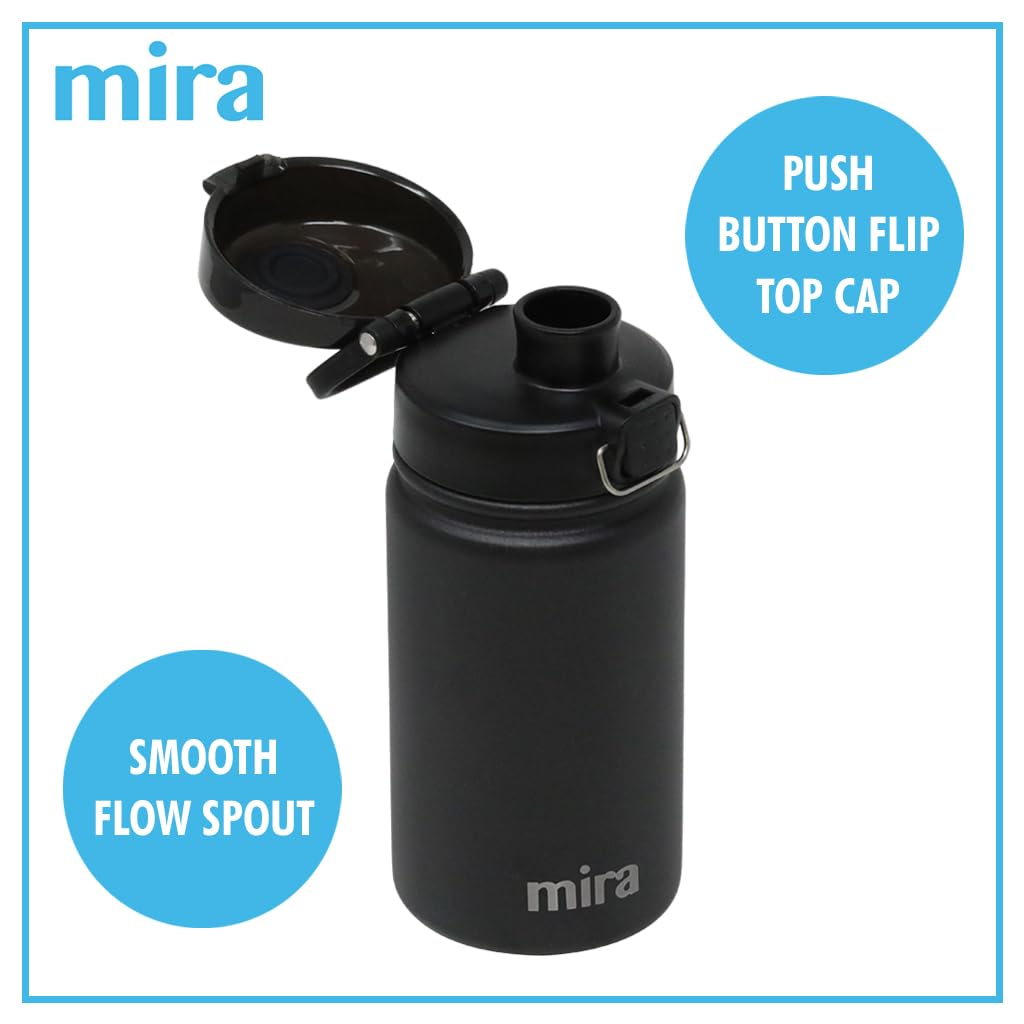 Mira 12 Oz Water Bottle With Spout Lid – Small Portable Vacuum Insulated Stainless Steel