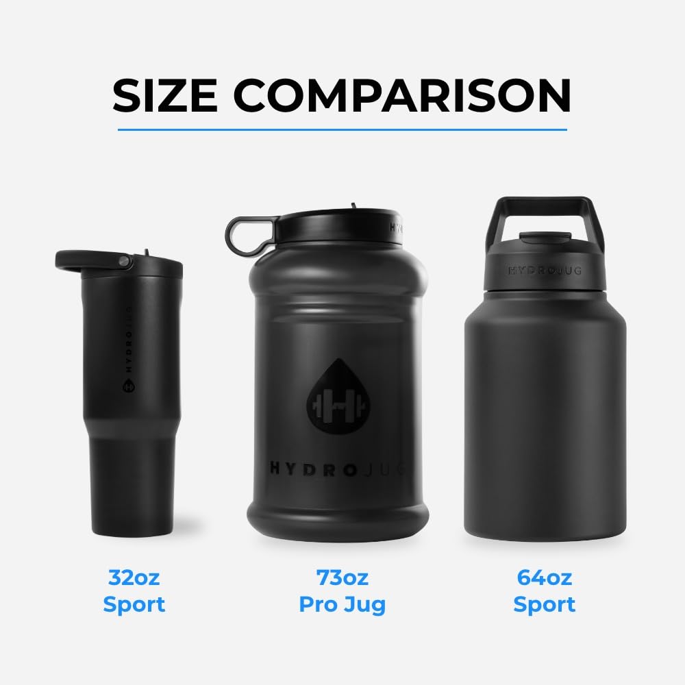 Hydrojug Sport - Stainless Steel Tumbler With Straw, Vacuum Insulated, 64Oz Leakproof Water Bottle