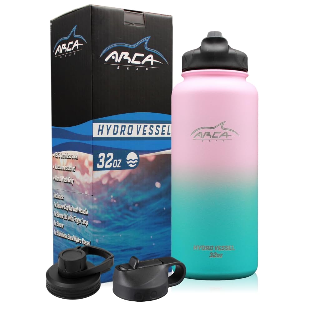 Stainless Steel Water Bottle With 2 Lids (Straw & Sport) - Sport Bottles For Men, Women & Kids