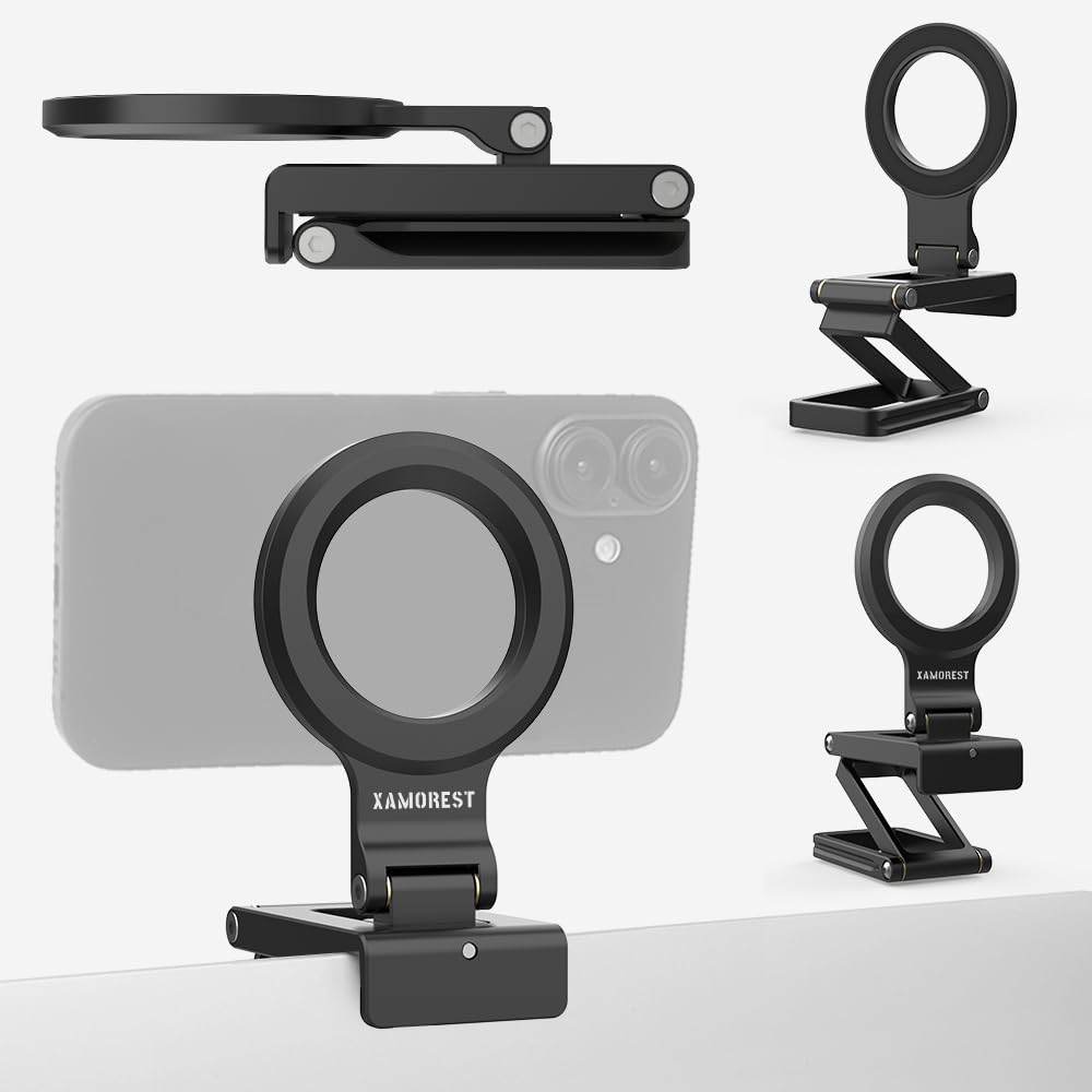 Xamorest Magnetic Pocket Phone Tripod Foldable, Mini Cell Phone Tripod Mount Handle Smartphone Desk Stand Travel All In One