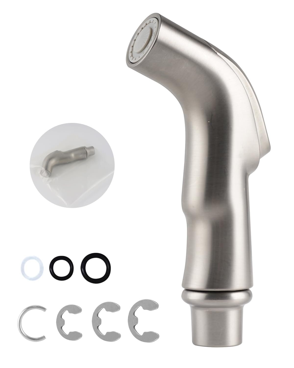 Anjoes Universal Kitchen Sink Spray Attachment, Sink Side Sprayer Head Replacement Compatible With Oakbrook/Delta/Moen/Kohler/Glacier Bay Faucets, Pull Out Nozzle Head, Brushed Nickel